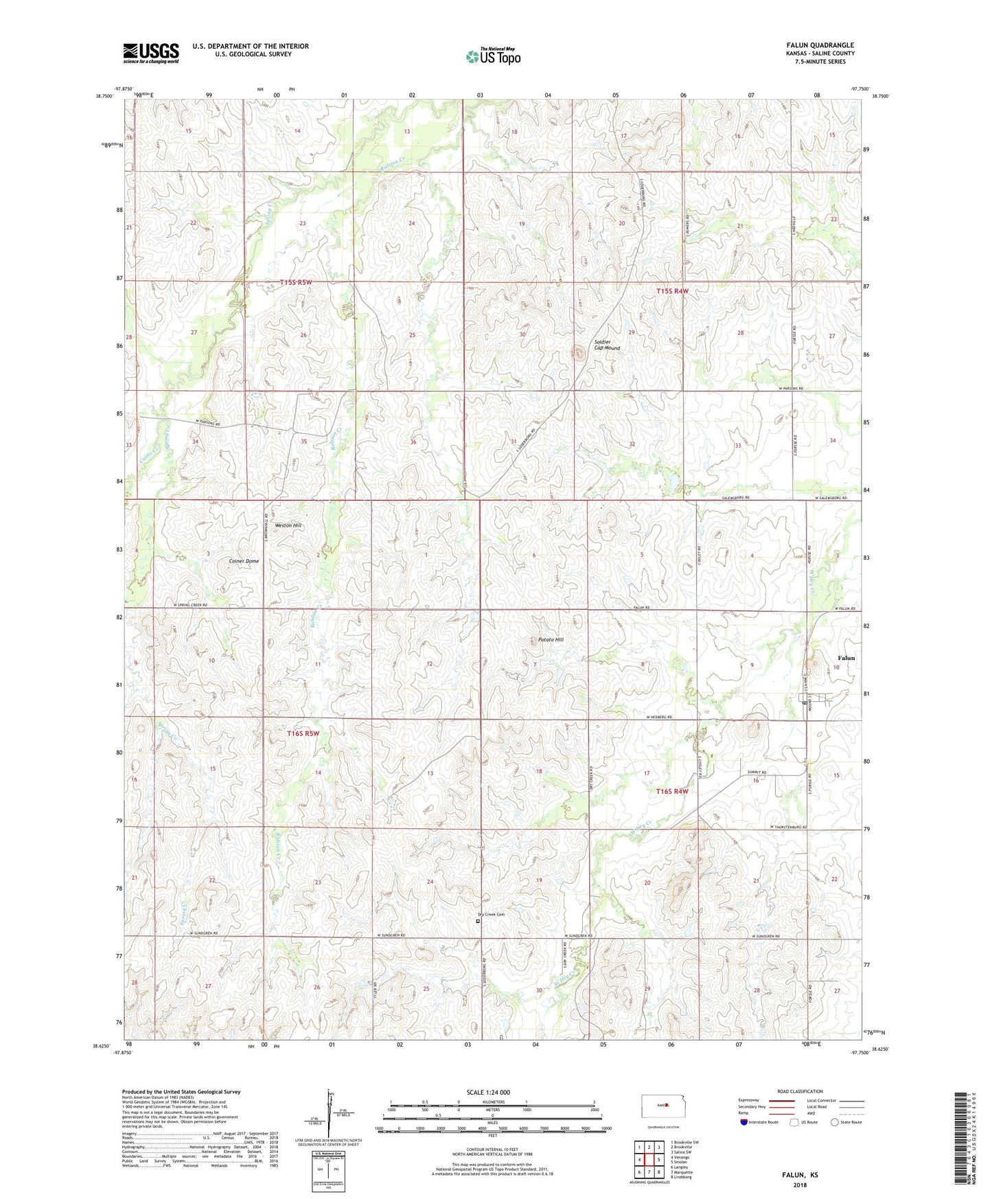 Falun Kansas US Topo Map Image
