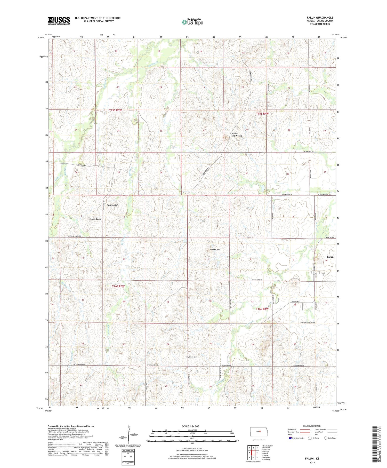 Falun Kansas US Topo Map Image