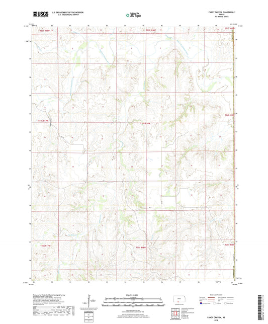 Fancy Canyon Kansas US Topo Map Image