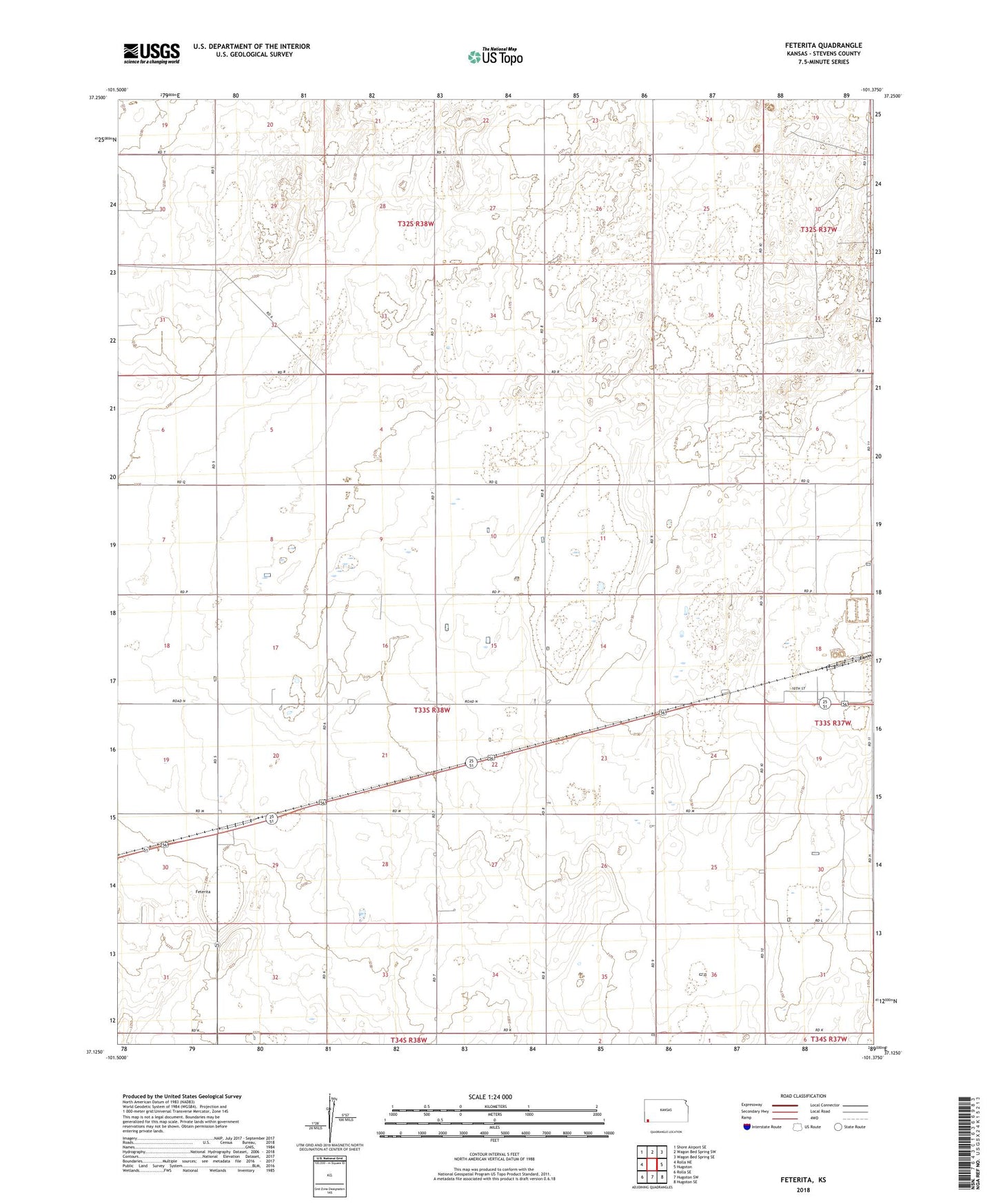 Feterita Kansas US Topo Map Image