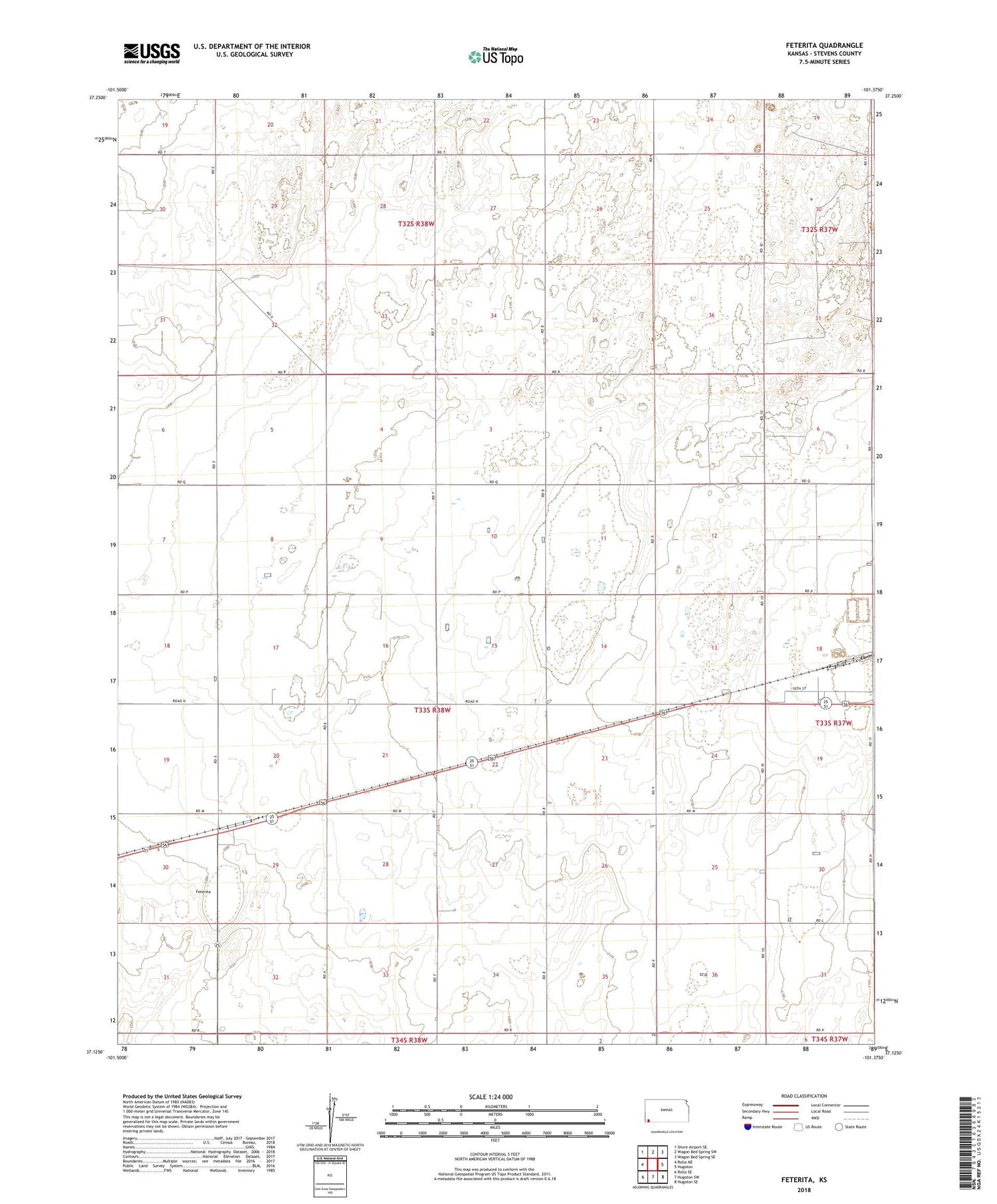 Feterita Kansas US Topo Map Image