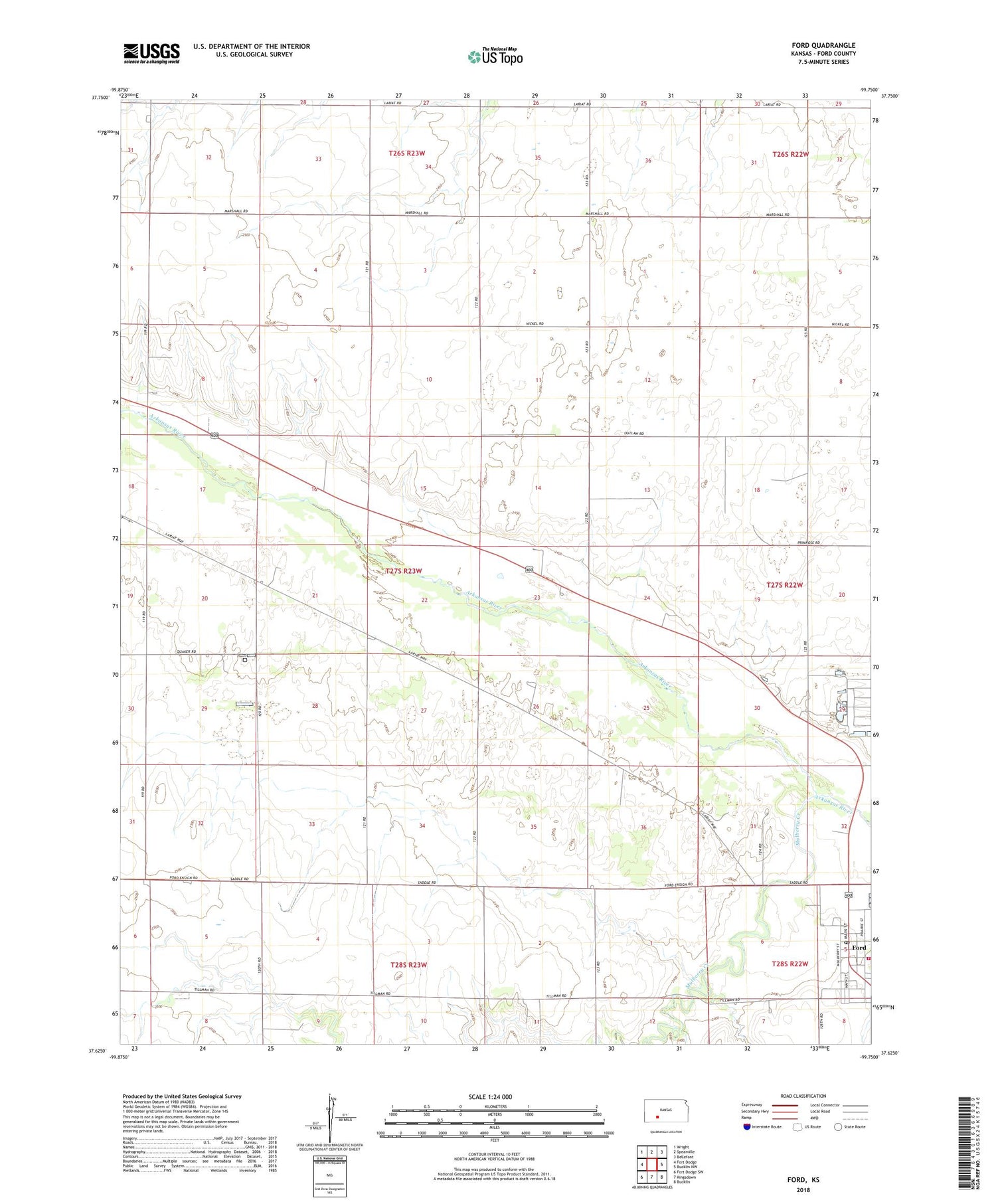 Ford Kansas US Topo Map Image