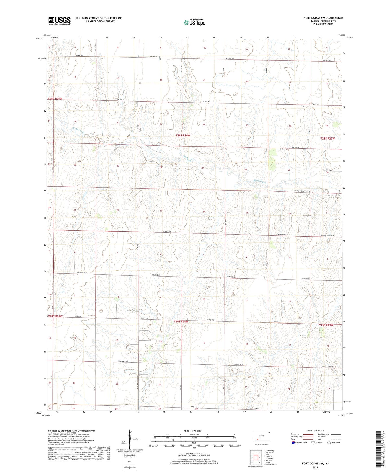 Fort Dodge SW Kansas US Topo Map Image