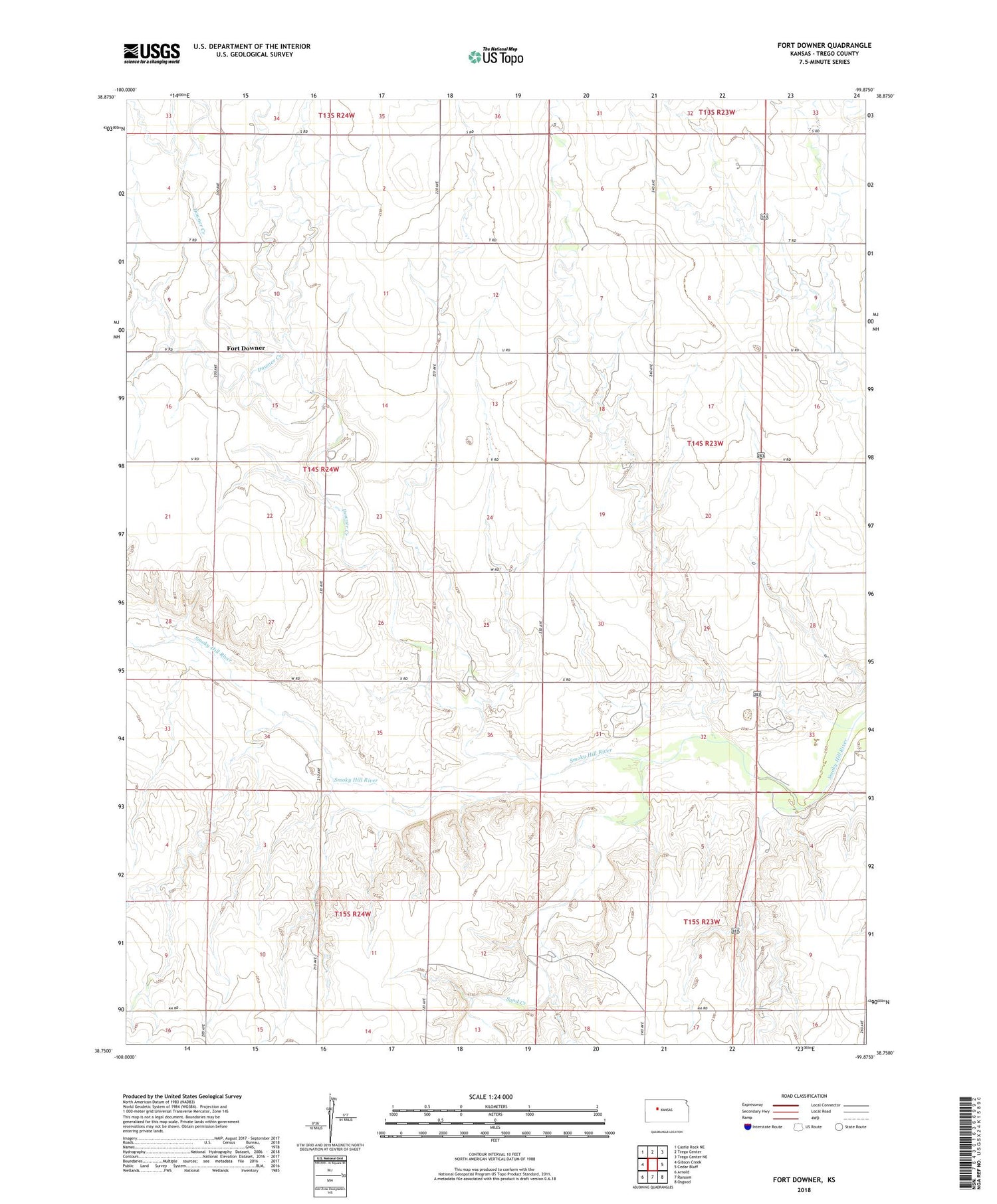 Fort Downer Kansas US Topo Map Image