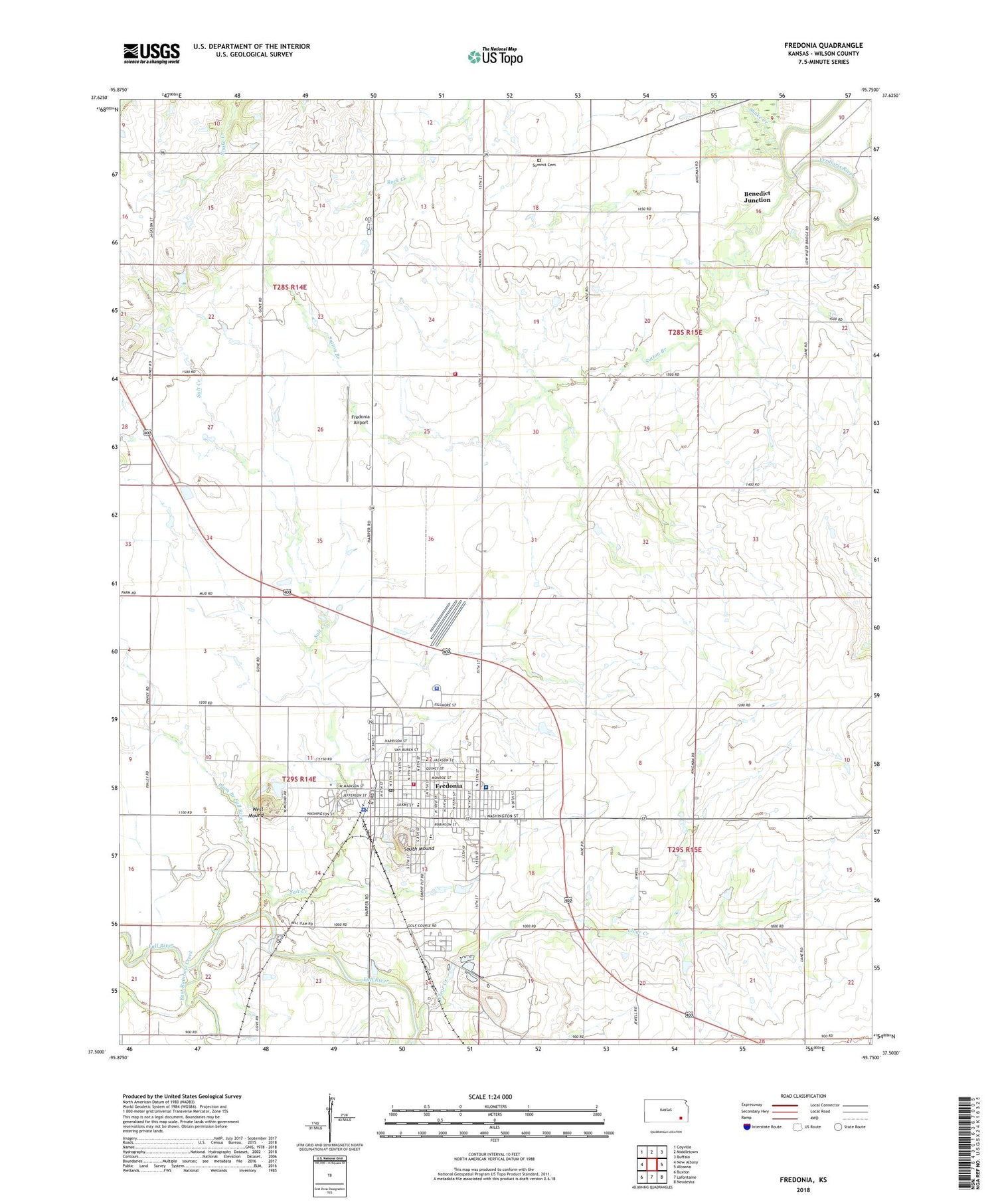 Fredonia Kansas US Topo Map Image