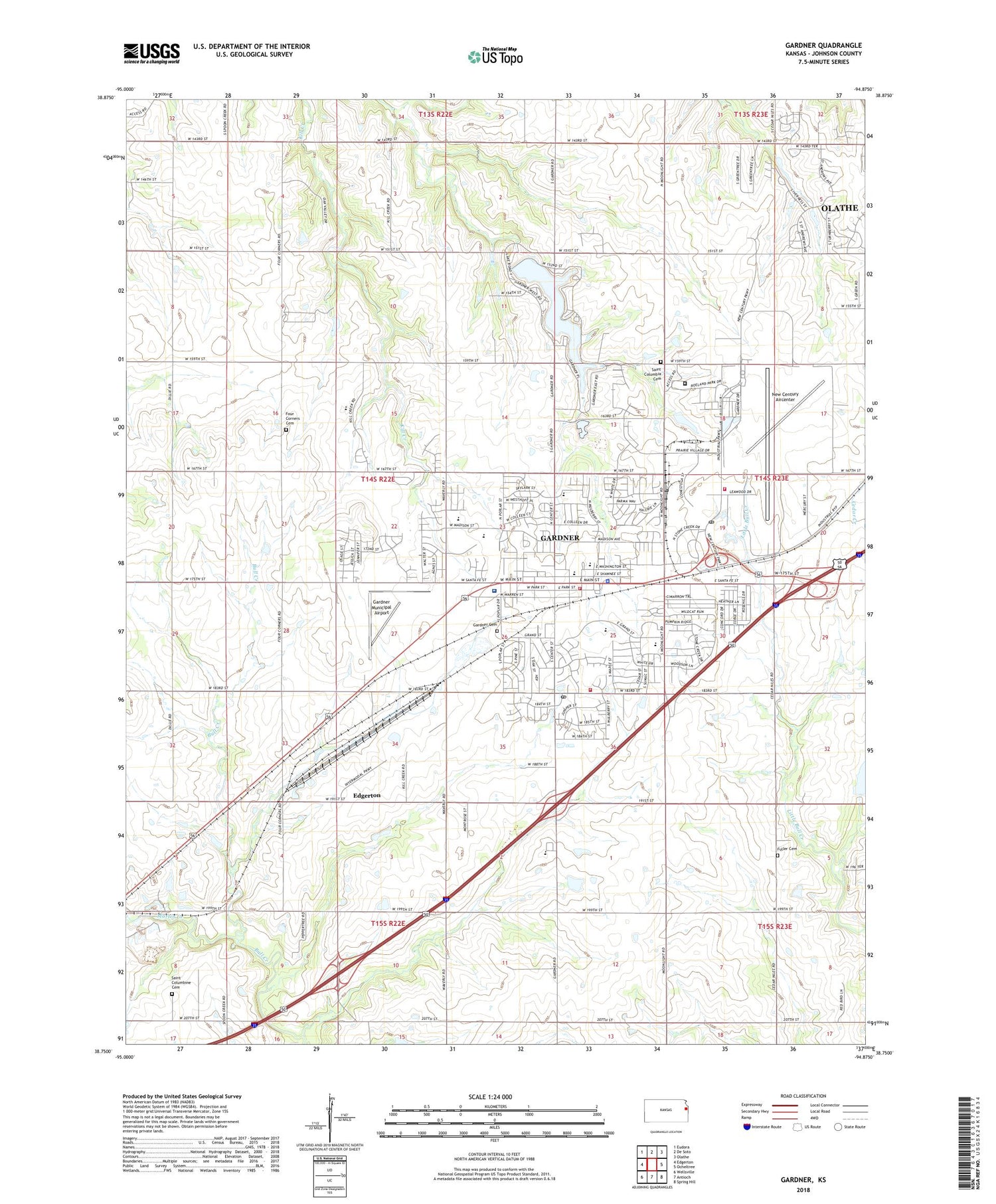 Gardner Kansas US Topo Map Image