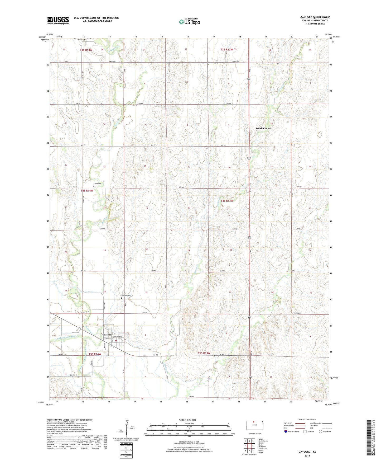 Gaylord Kansas US Topo Map Image