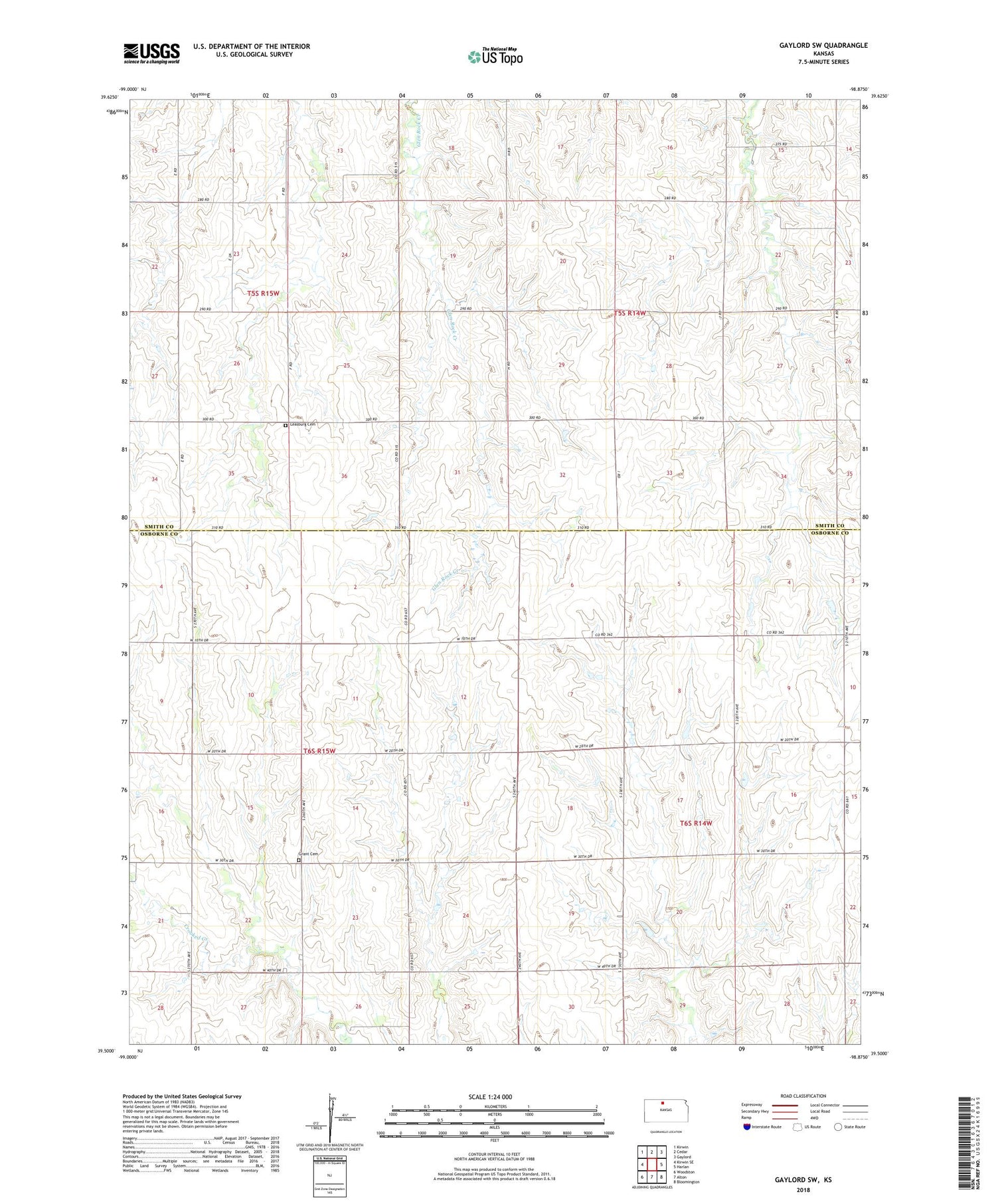 Gaylord SW Kansas US Topo Map Image