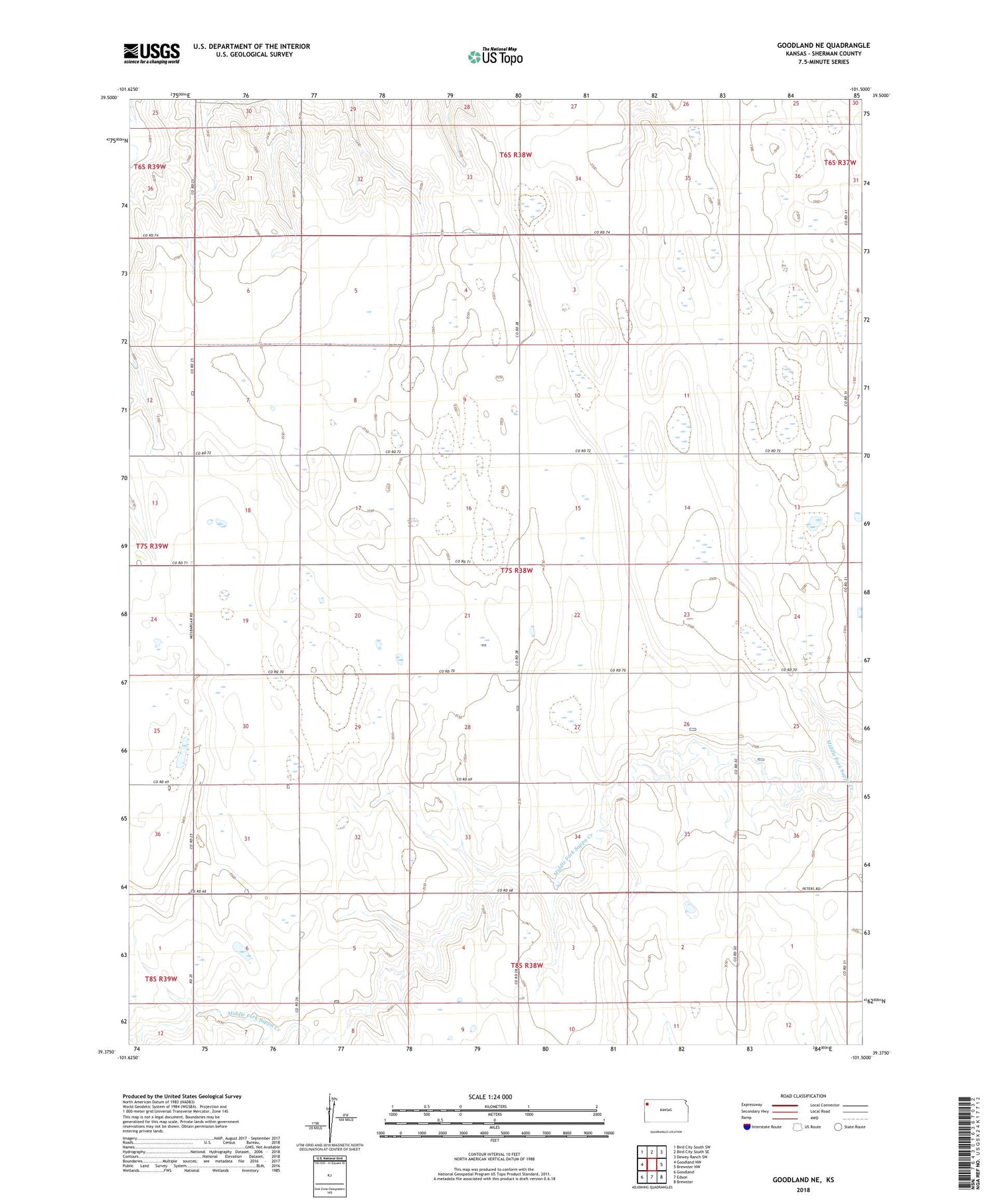 Goodland NE Kansas US Topo Map Image
