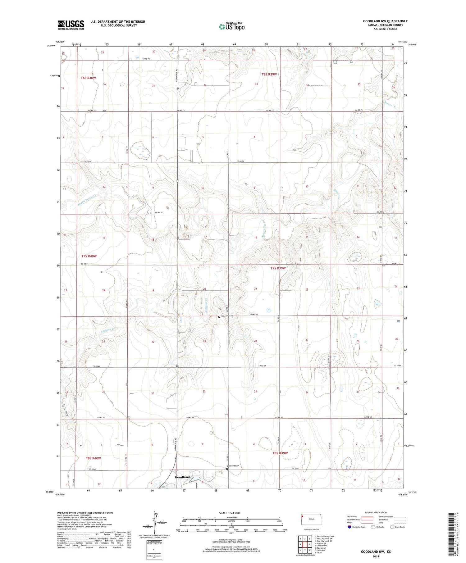 Goodland NW Kansas US Topo Map Image