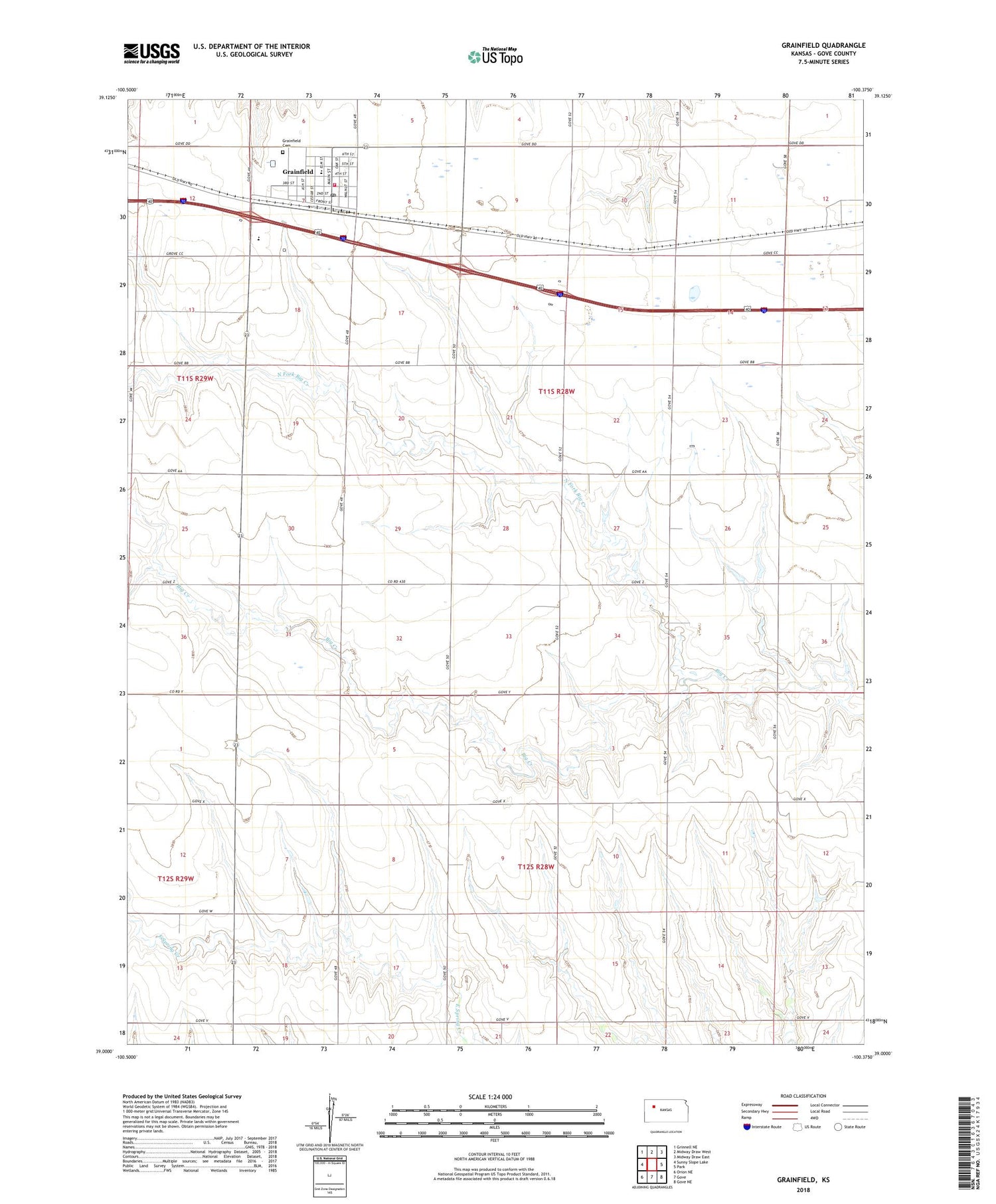 Grainfield Kansas US Topo Map Image