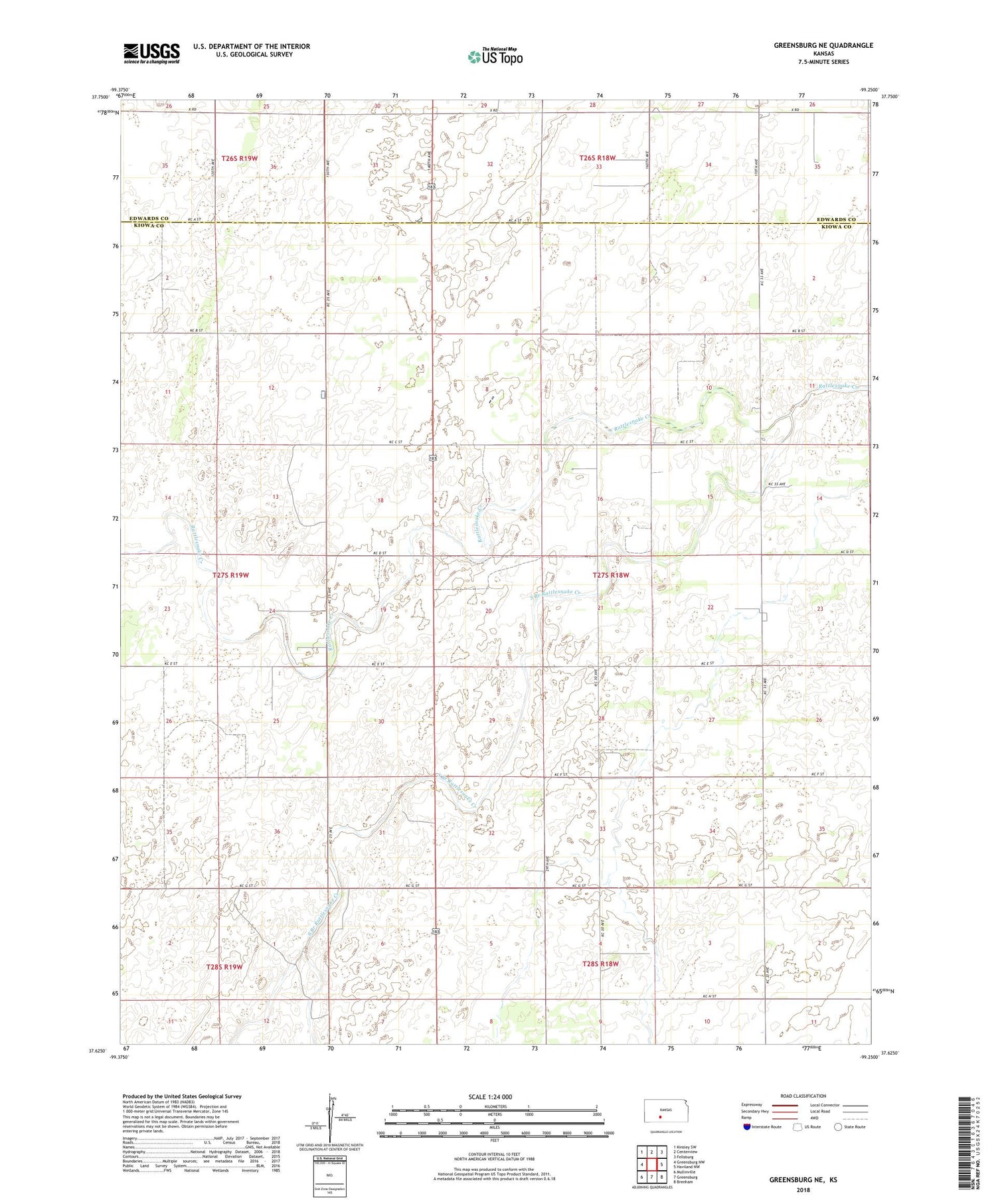 Greensburg NE Kansas US Topo Map Image