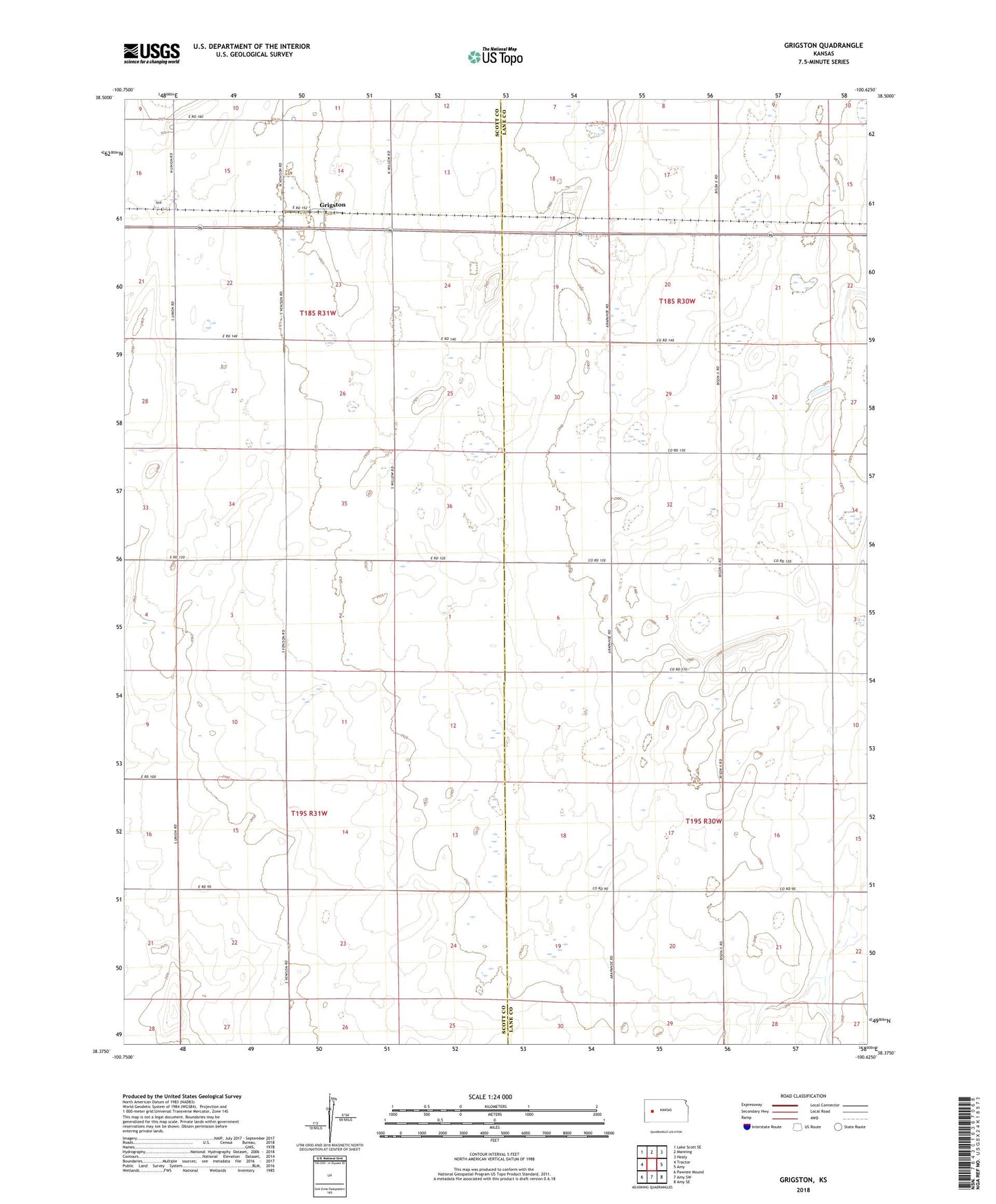 Grigston Kansas US Topo Map Image