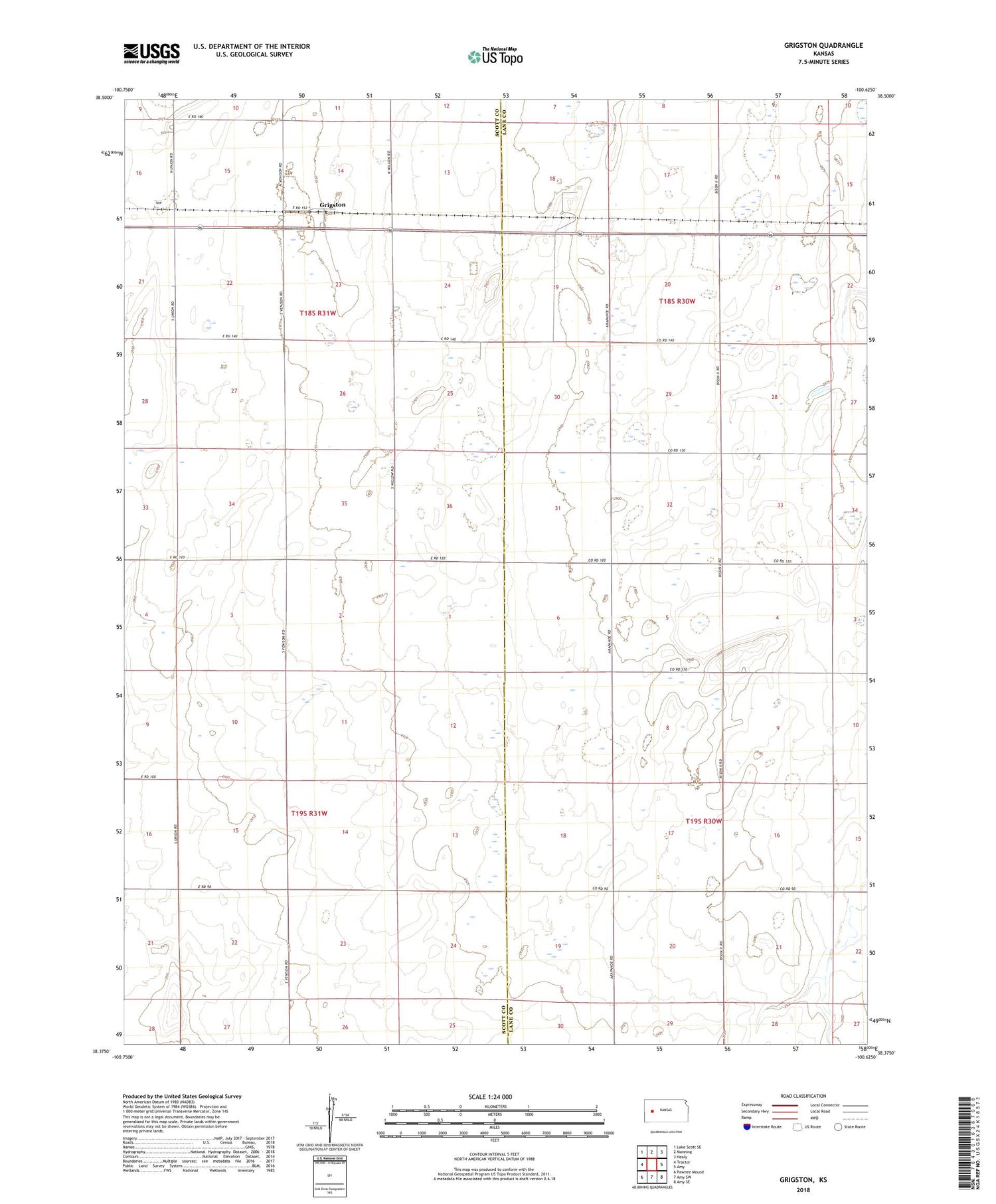 Grigston Kansas US Topo Map Image