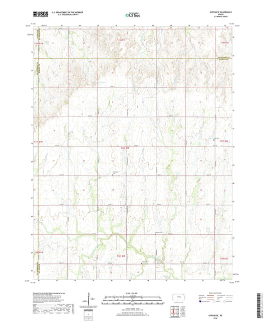 Gypsum SE Kansas US Topo Map Image