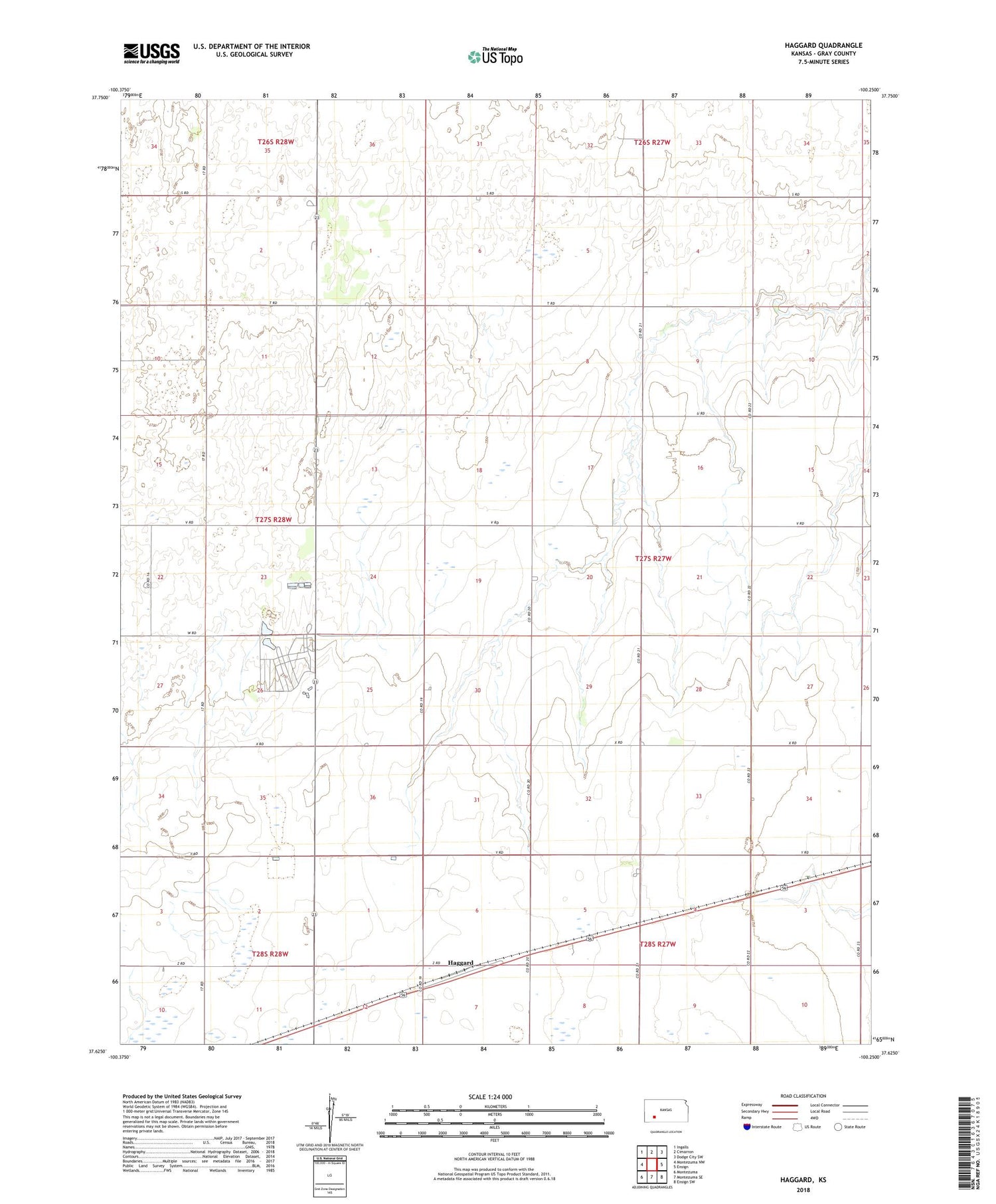 Haggard Kansas US Topo Map Image