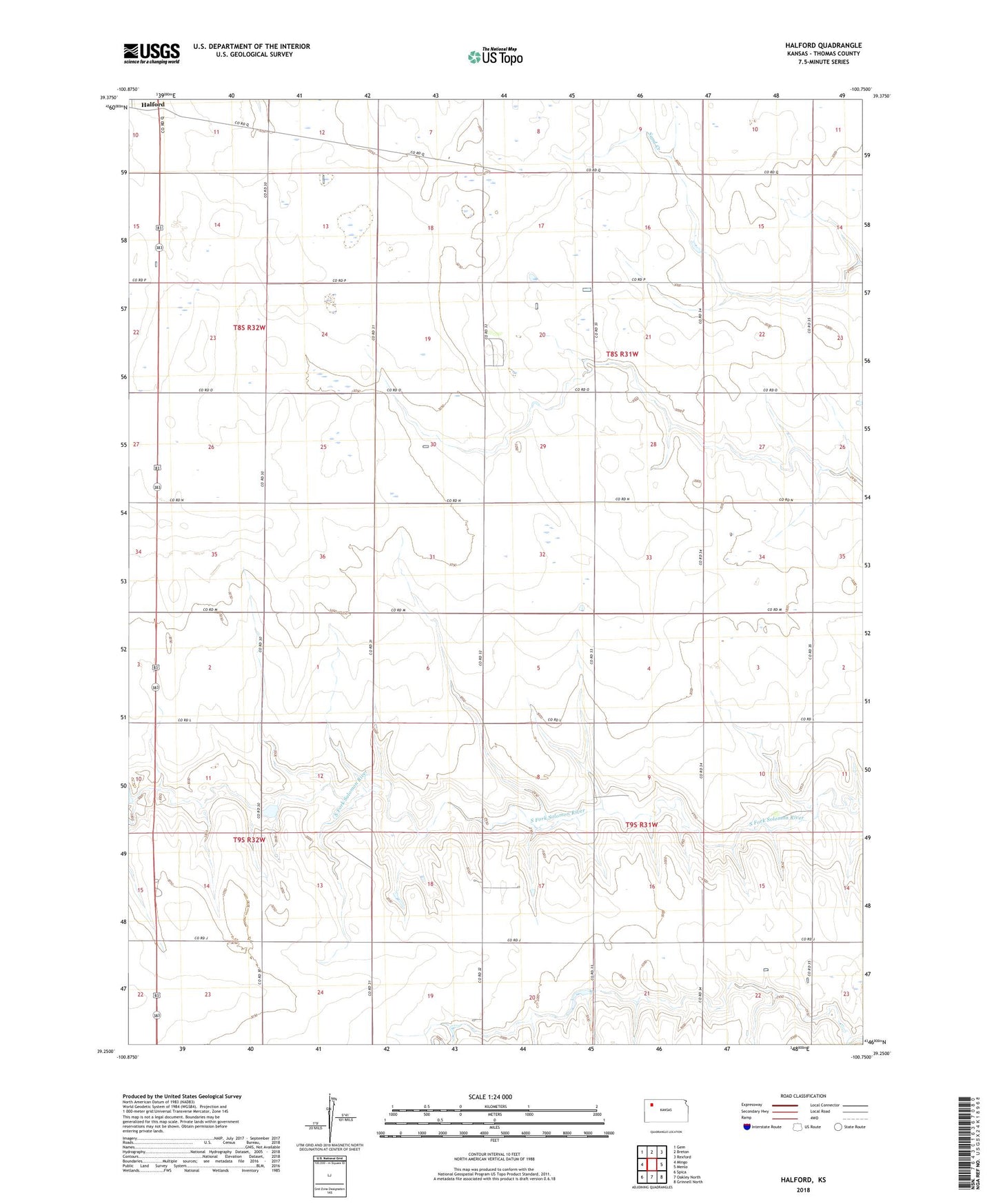 Halford Kansas US Topo Map Image