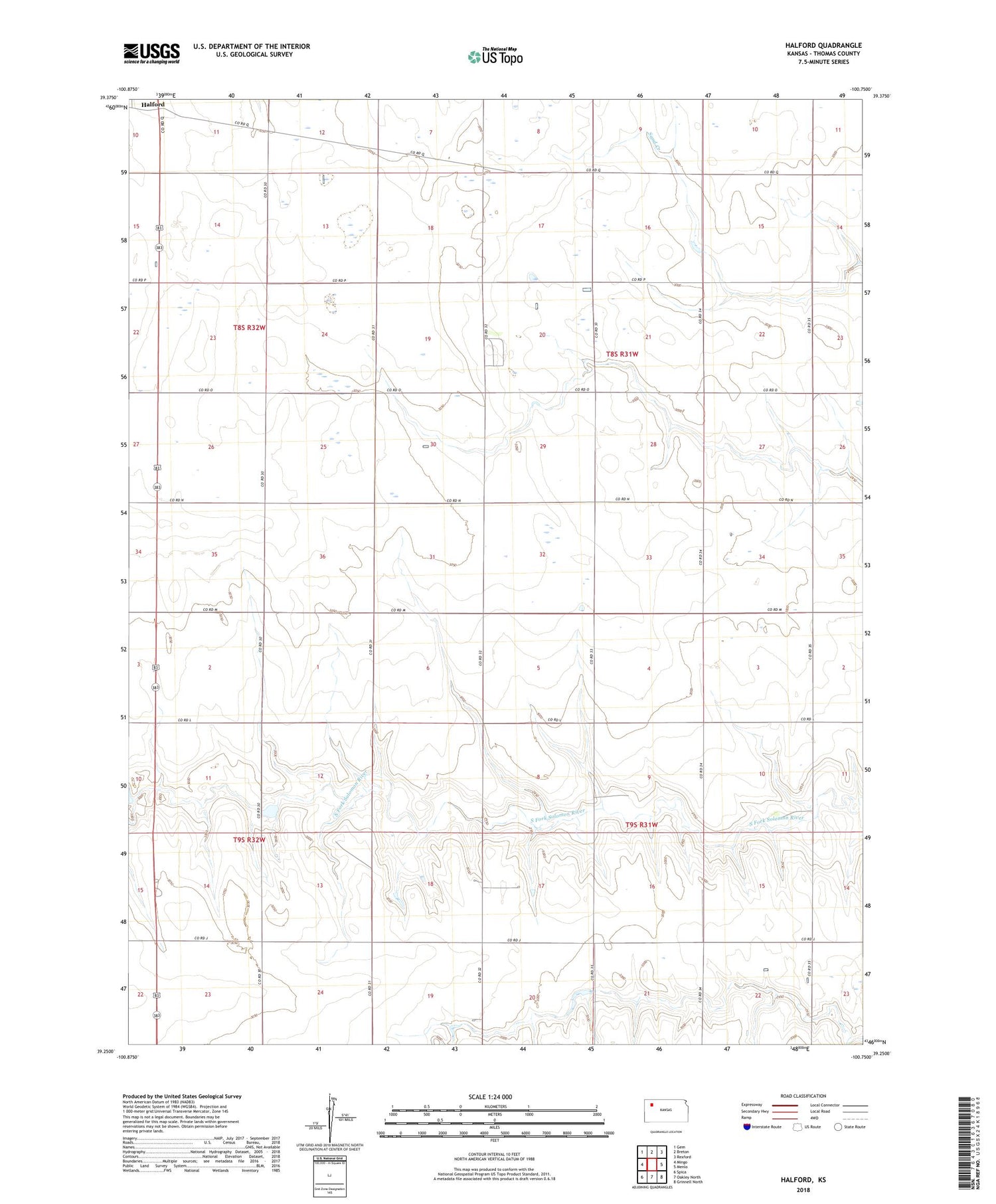 Halford Kansas US Topo Map Image