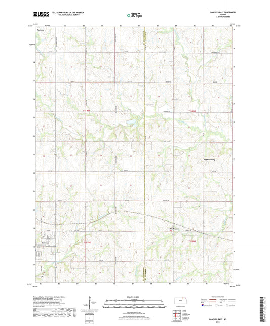 Hanover East Kansas US Topo Map Image