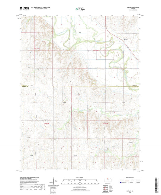 Harlan Kansas US Topo Map Image