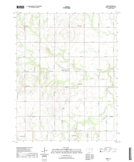 Harris Kansas US Topo Map Image