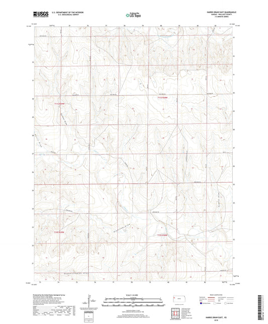 Harris Draw East Kansas US Topo Map Image