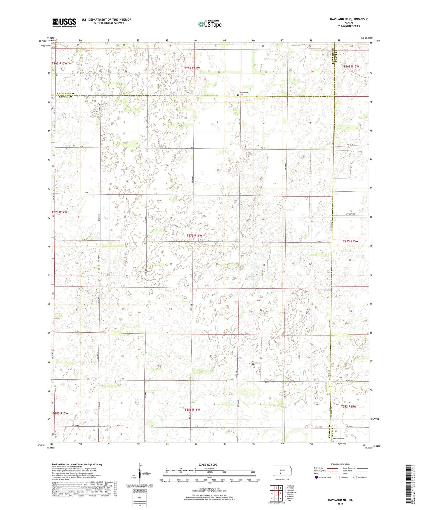 Haviland NE Kansas US Topo Map Image