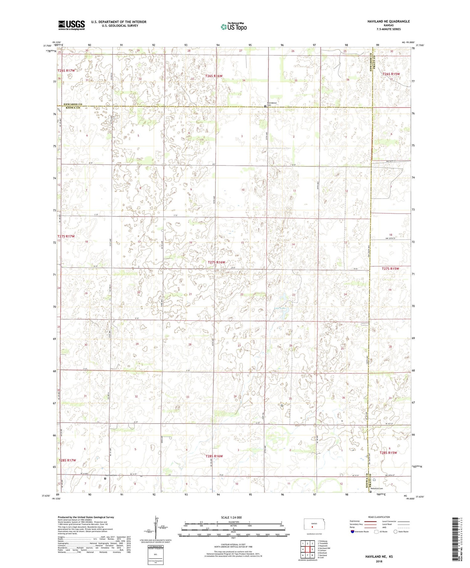Haviland NE Kansas US Topo Map Image