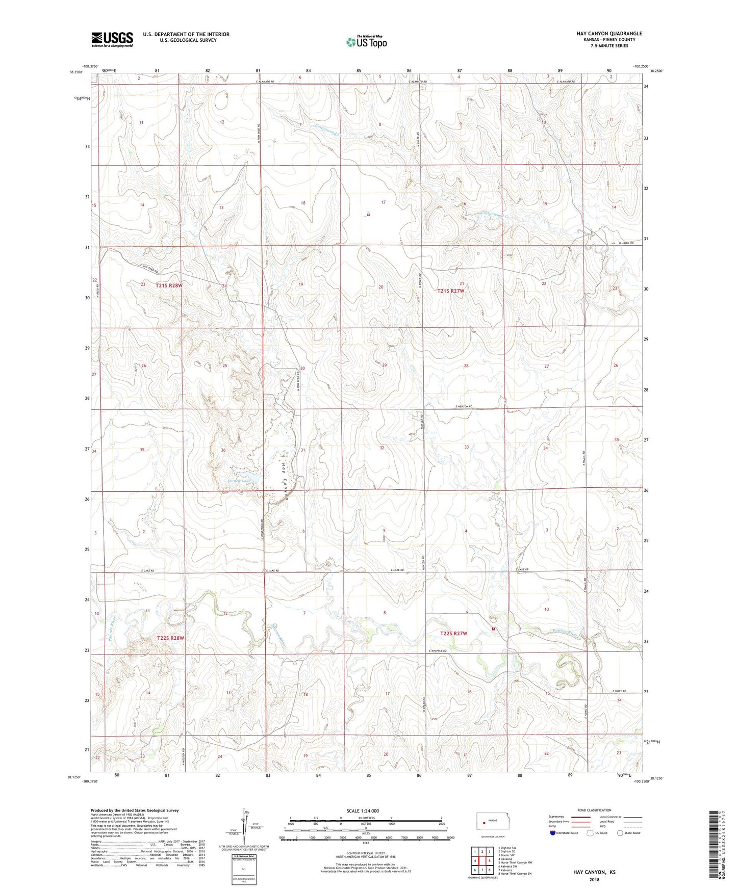 Hay Canyon Kansas US Topo Map Image
