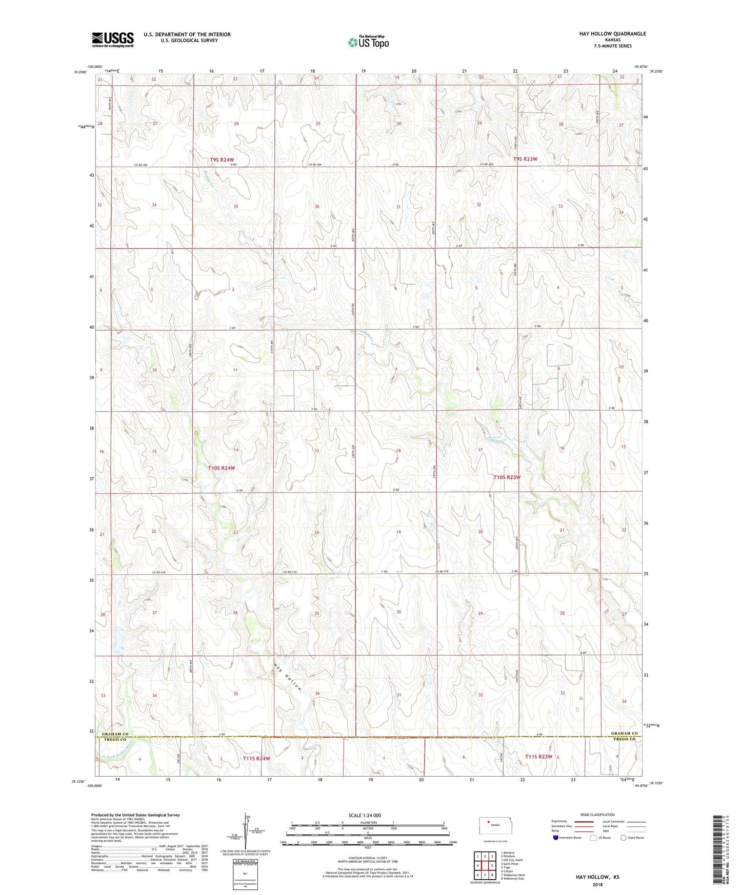 Hay Hollow Kansas US Topo Map Image
