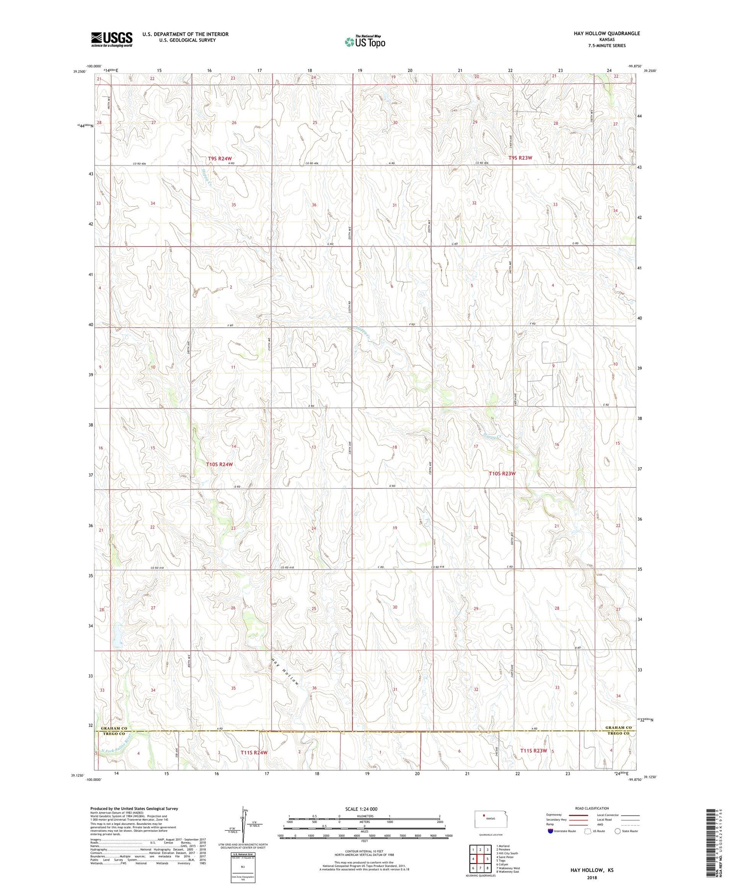 Hay Hollow Kansas US Topo Map Image