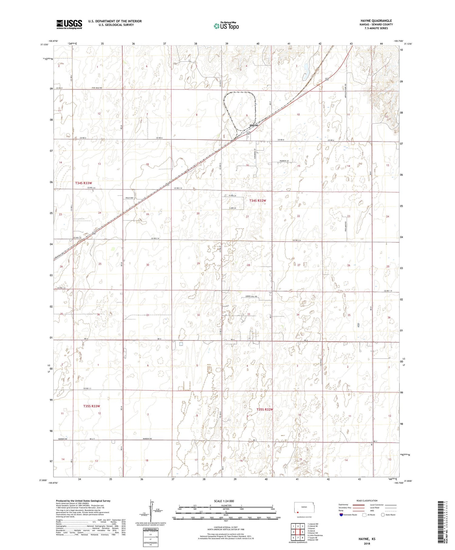 Hayne Kansas US Topo Map Image