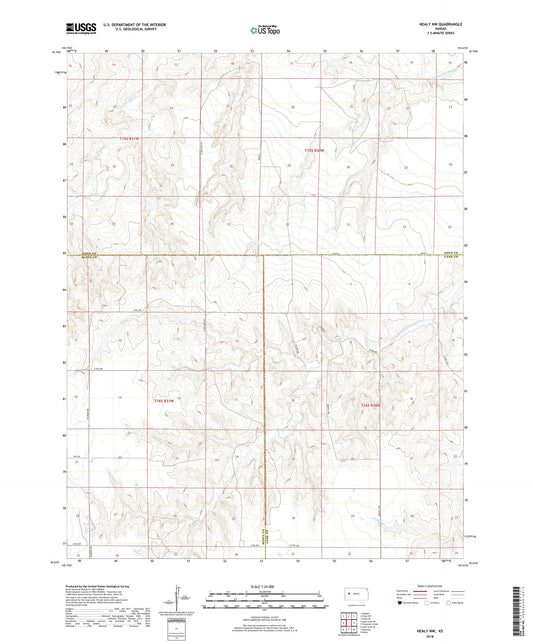 Healy NW Kansas US Topo Map Image