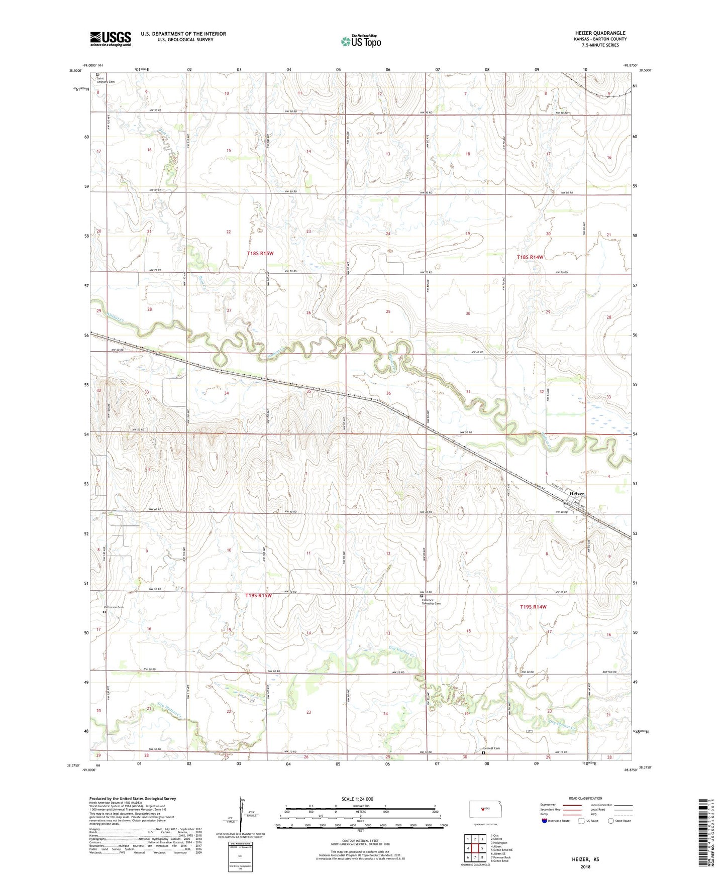 Heizer Kansas US Topo Map Image
