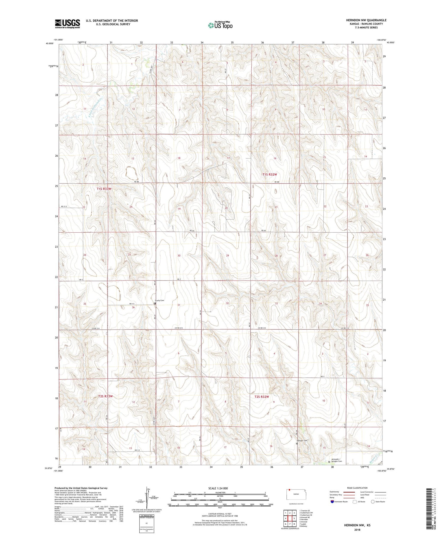 Herndon NW Kansas US Topo Map Image
