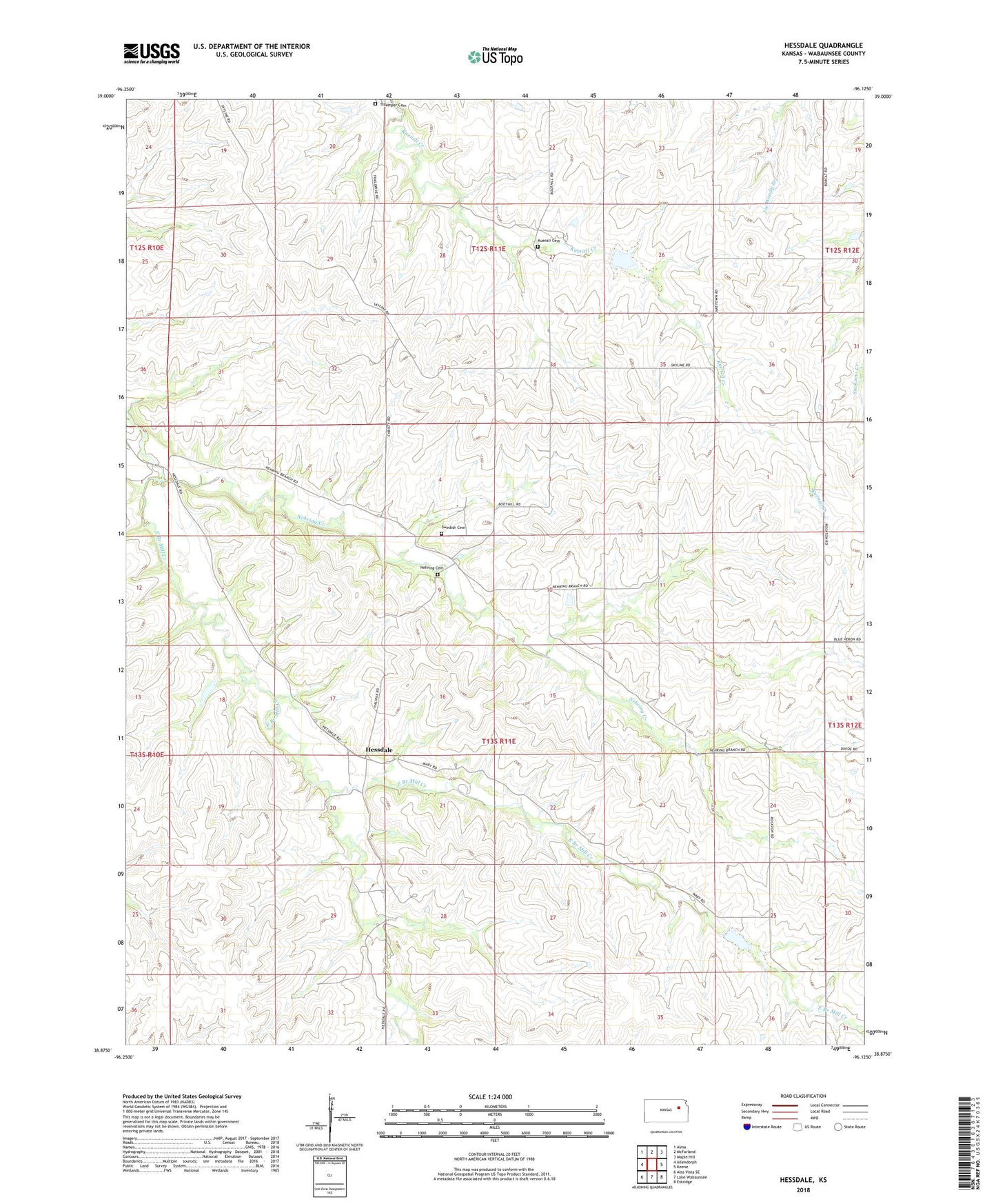 Hessdale Kansas US Topo Map Image