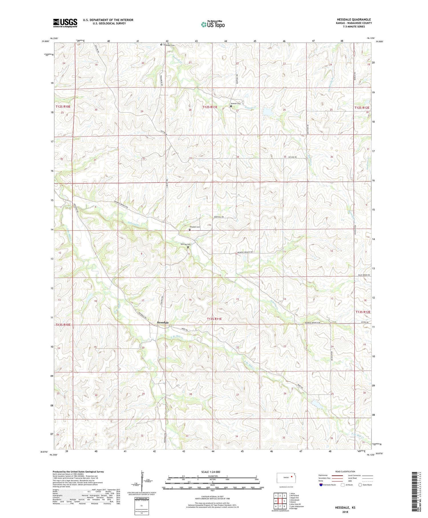 Hessdale Kansas US Topo Map Image