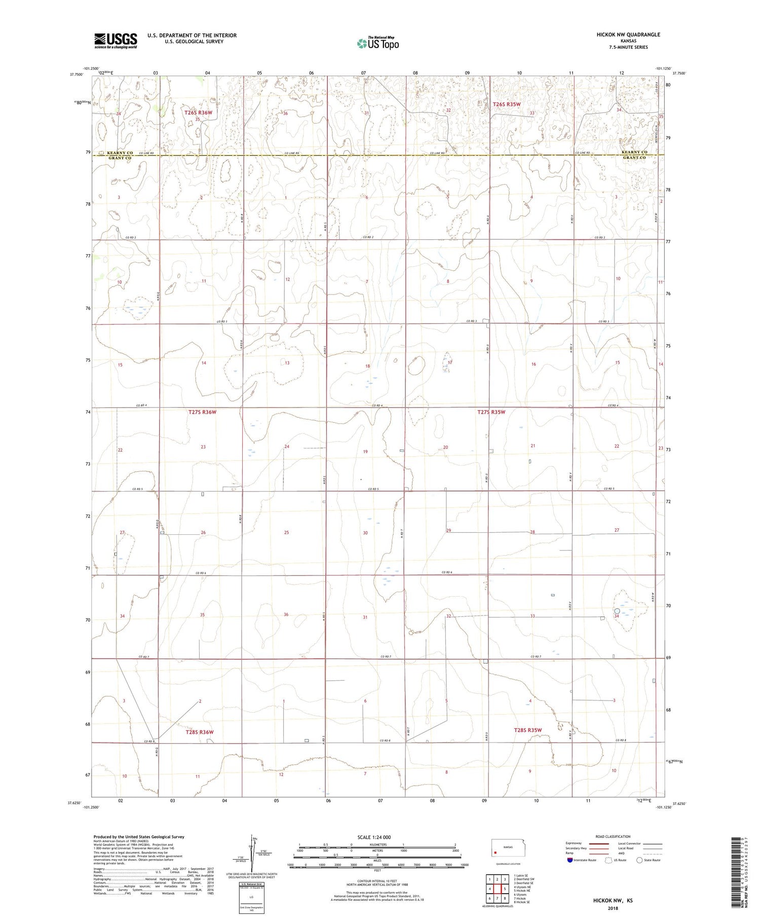 Hickok NW Kansas US Topo Map Image