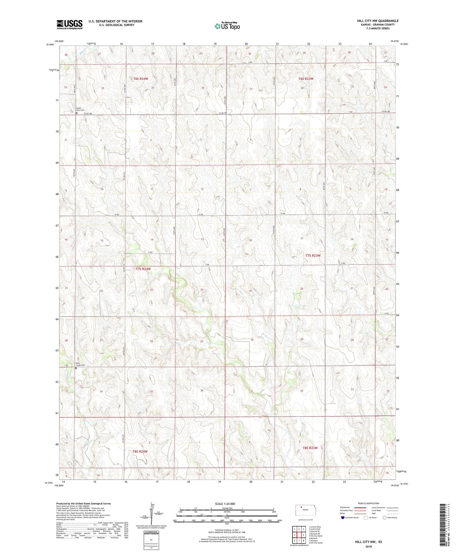 Hill City NW Kansas US Topo Map Image