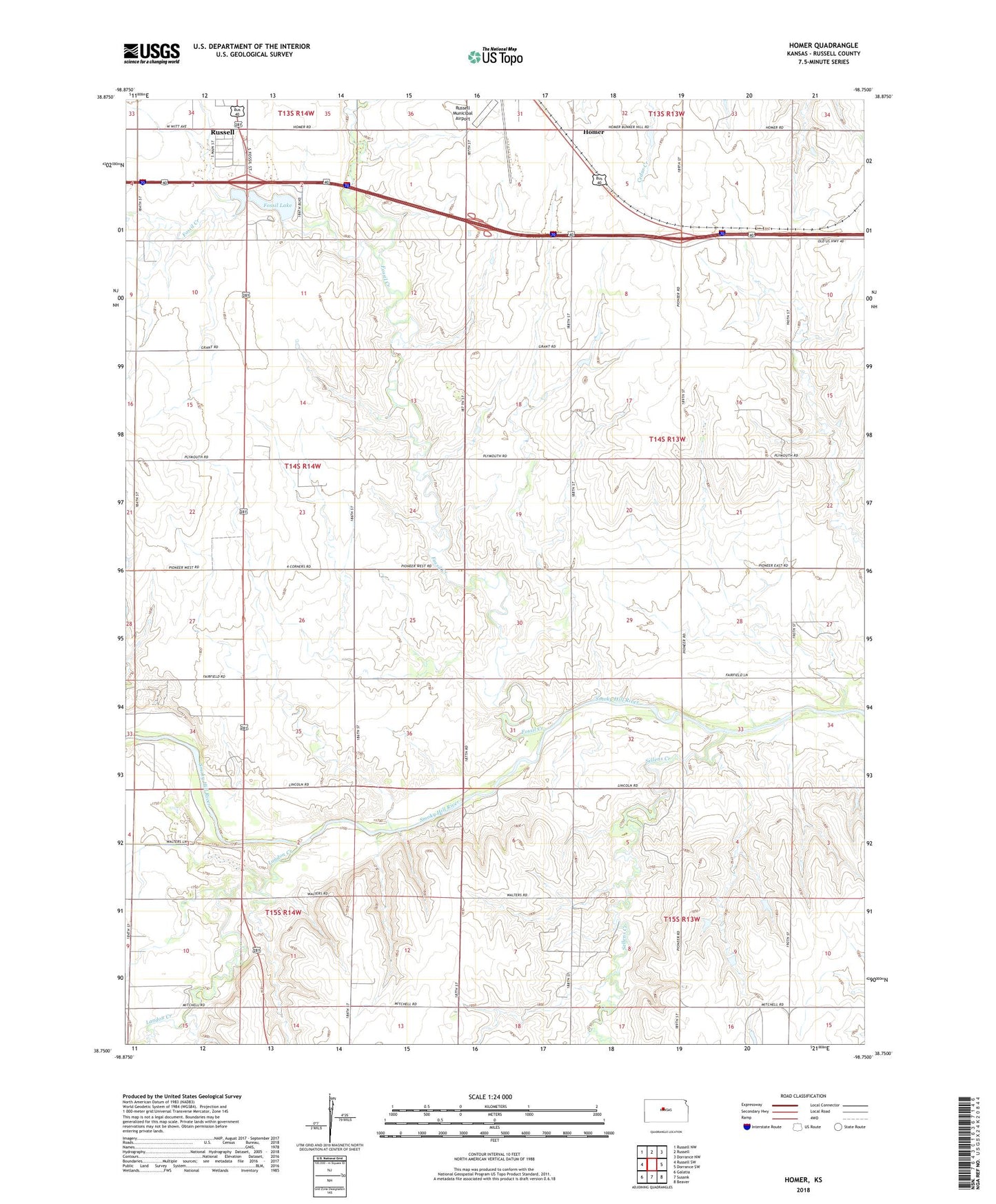 Homer Kansas US Topo Map Image