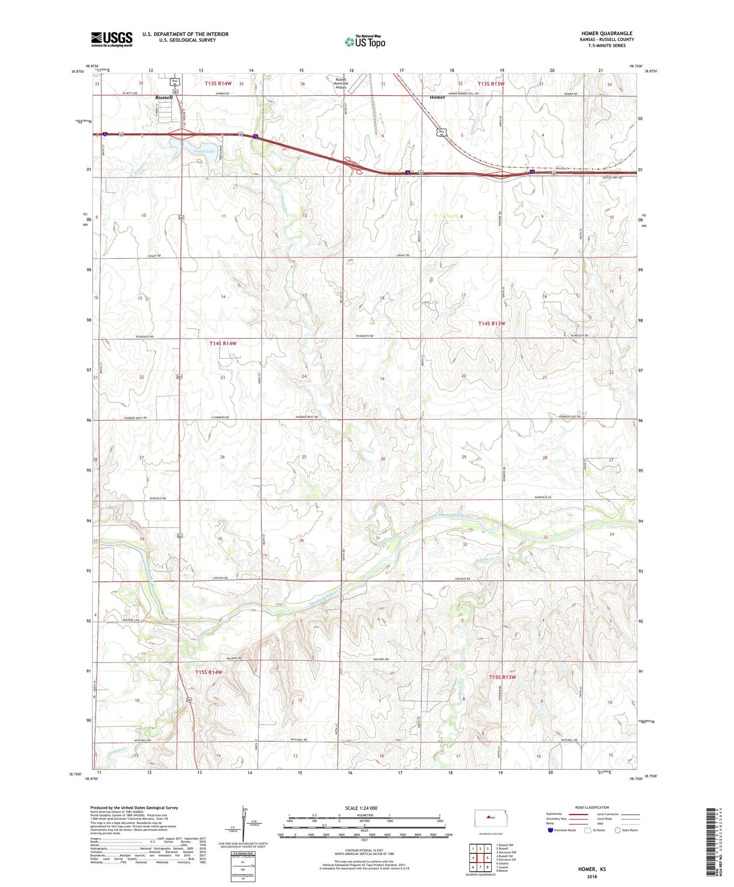 Homer Kansas US Topo Map Image