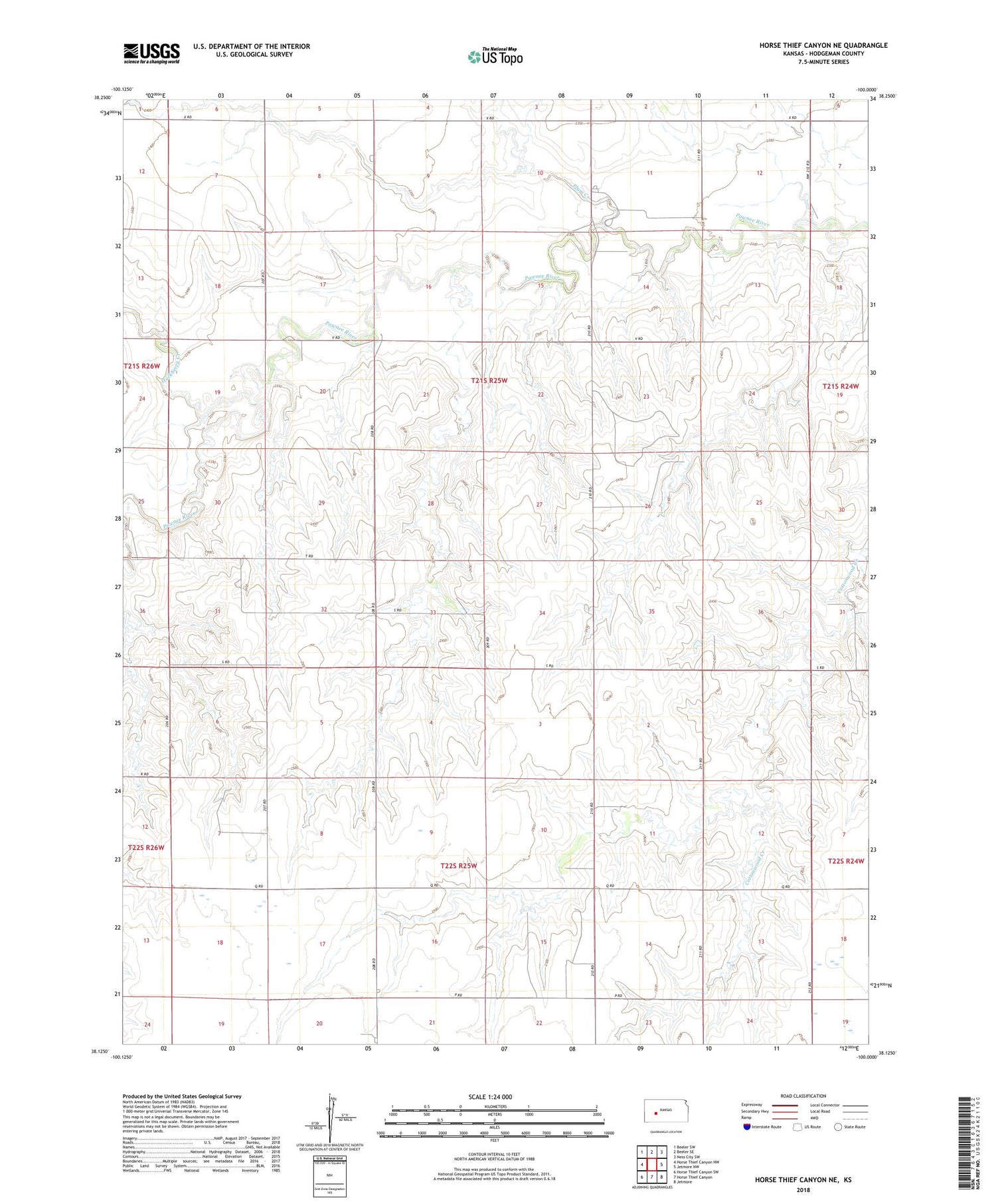 Horse Thief Canyon NE Kansas US Topo Map Image