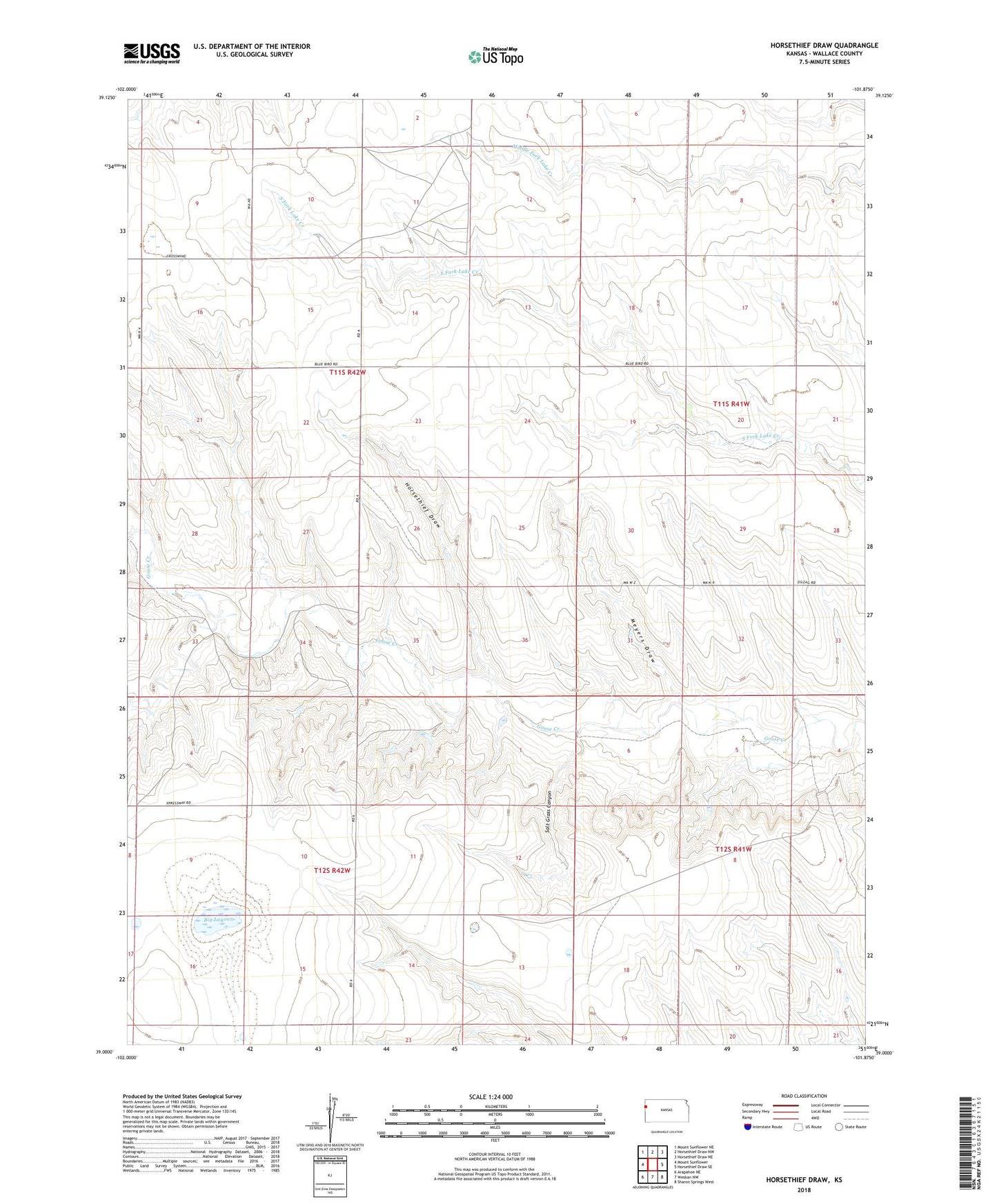 Horsethief Draw Kansas US Topo Map Image
