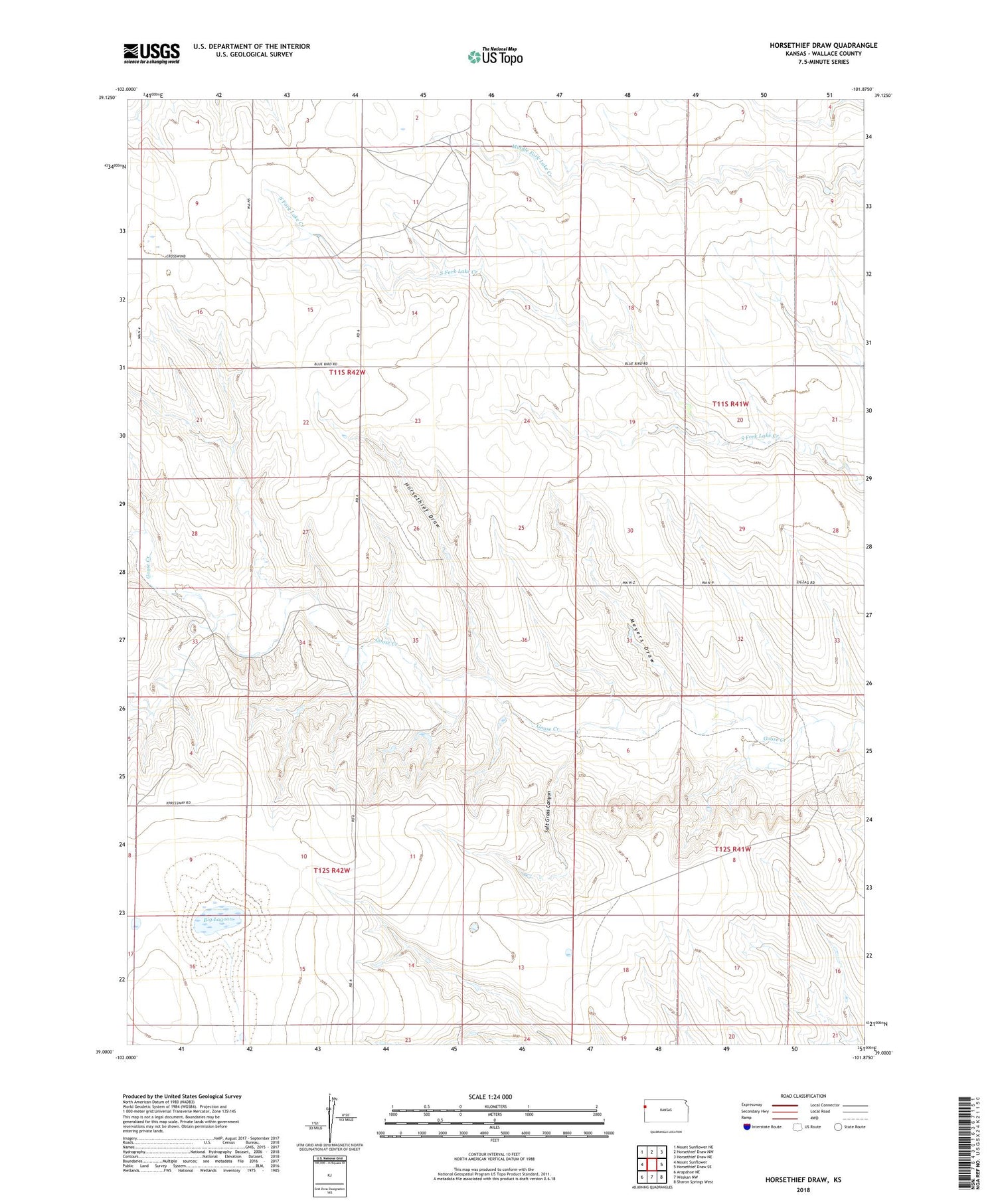 Horsethief Draw Kansas US Topo Map Image