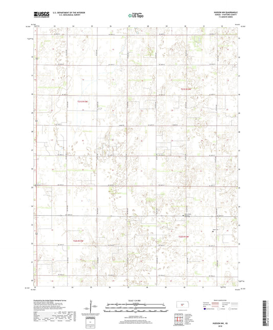 Hudson NW Kansas US Topo Map Image