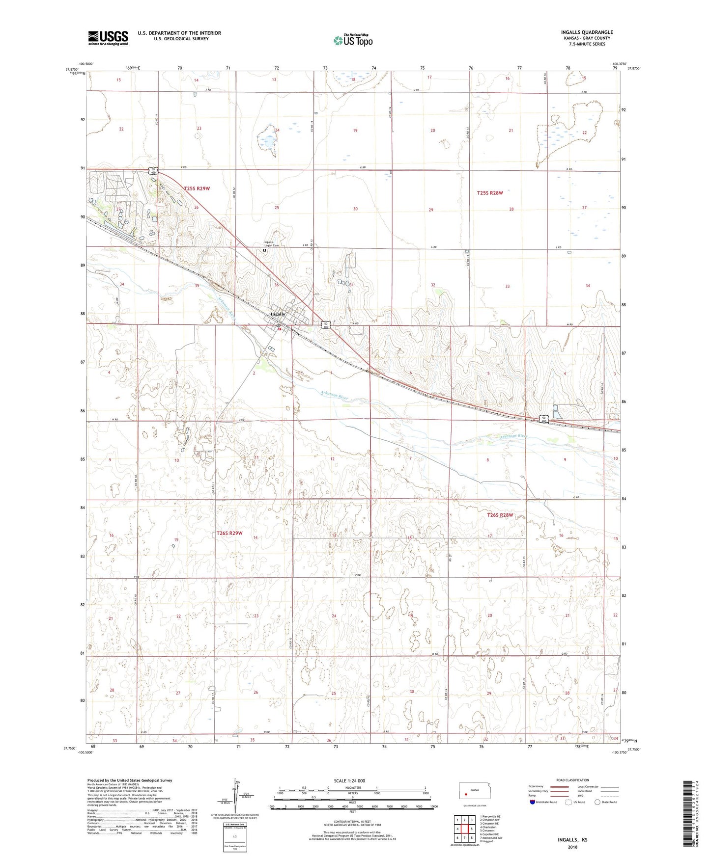 Ingalls Kansas US Topo Map Image