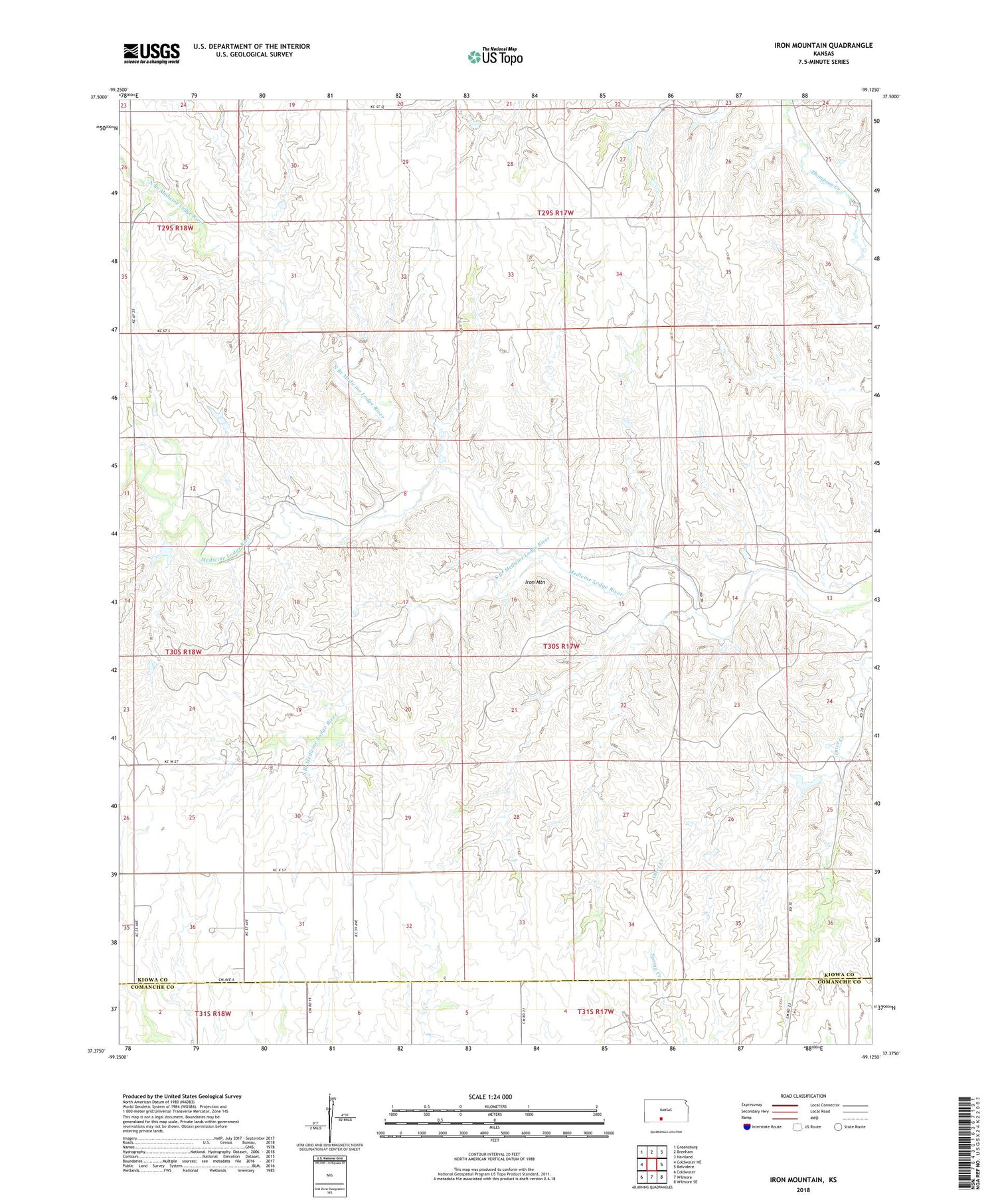 Iron Mountain Kansas US Topo Map Image
