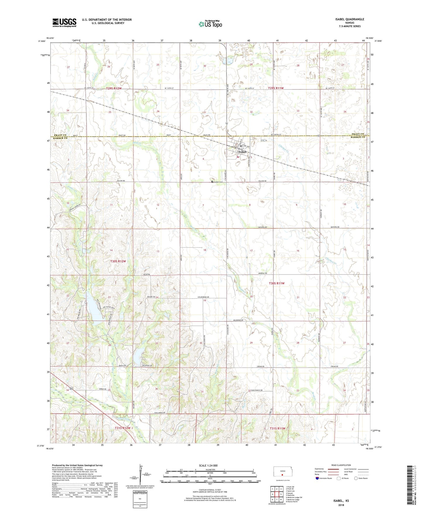 Isabel Kansas US Topo Map Image