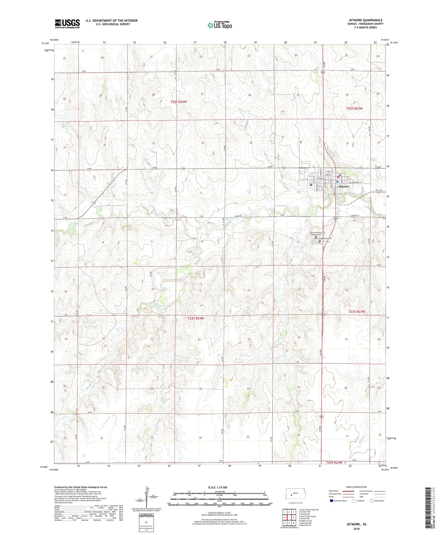 Jetmore Kansas US Topo Map Image