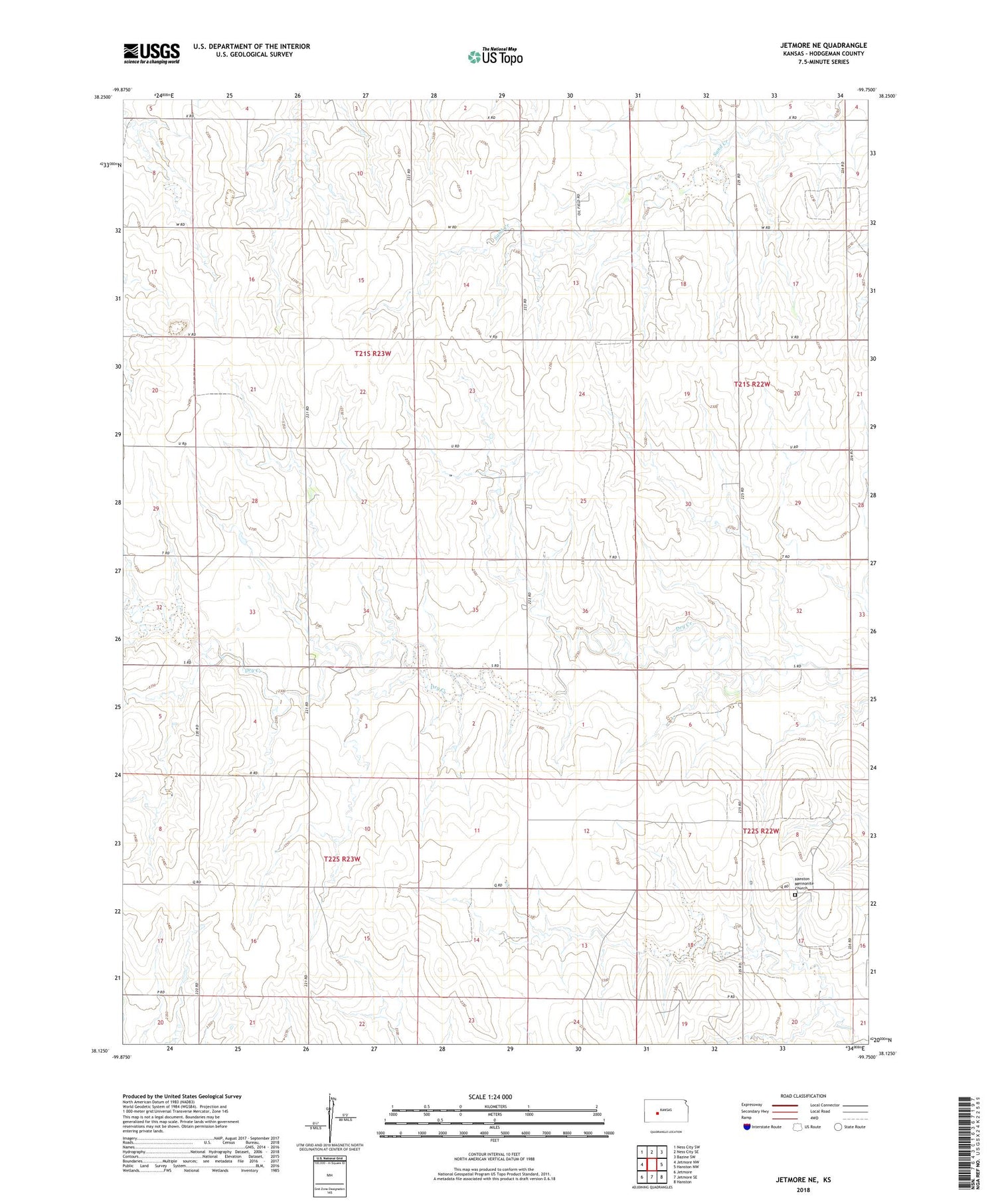 Jetmore NE Kansas US Topo Map Image